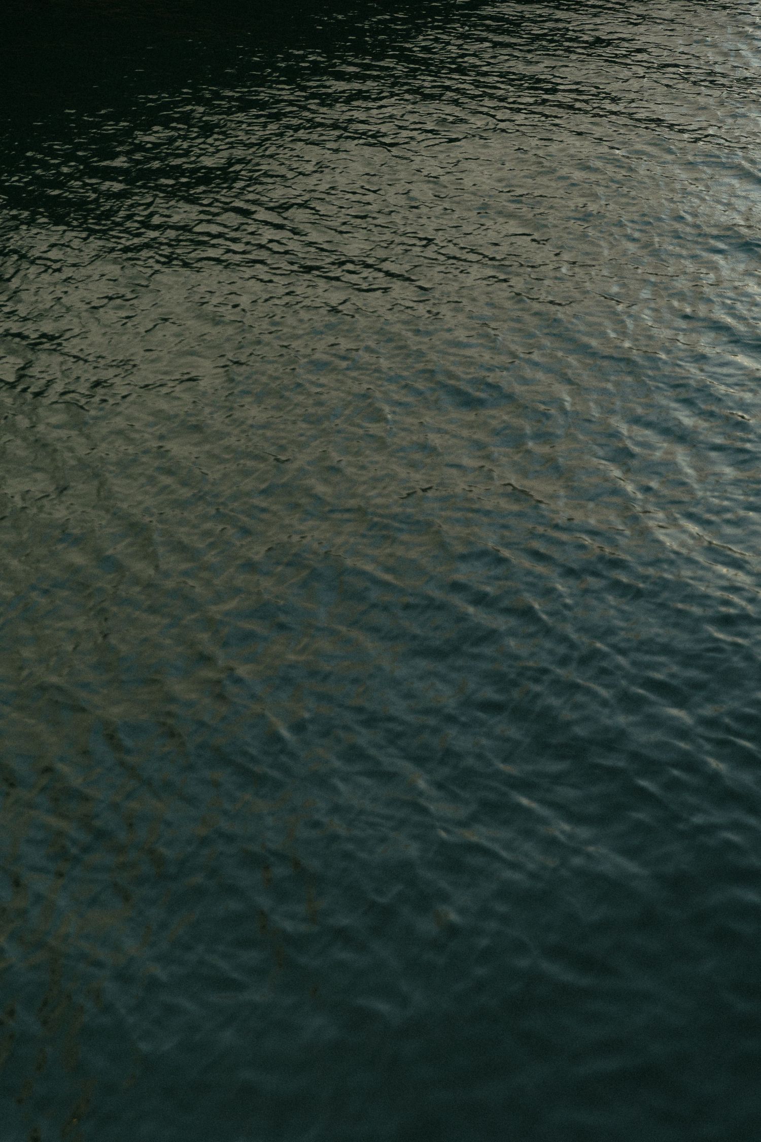 Dark rippling water surface creating abstract patterns and reflections.