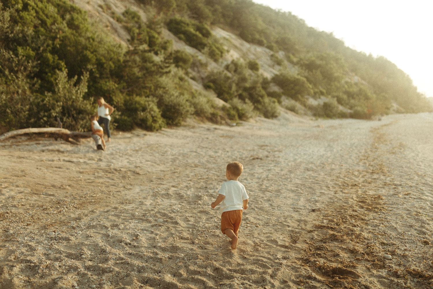 Sandy coastal path winding along hillside during golden hour.