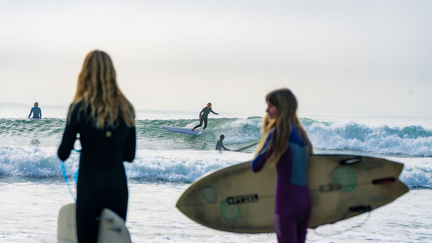 onlooking surfers at Rincon PCH Southern California