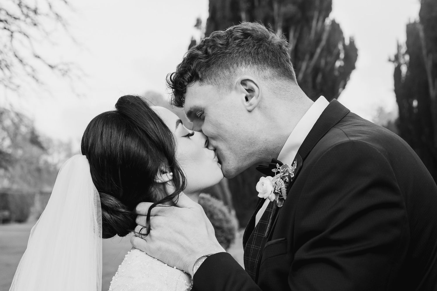 Intimate black and white wedding portraits captured by Dublin weddings photography in natural light.