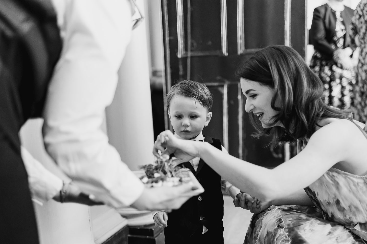 A tender moment captured between a couple during their Dublin wedding ceremony in an elegant MoLI setting.