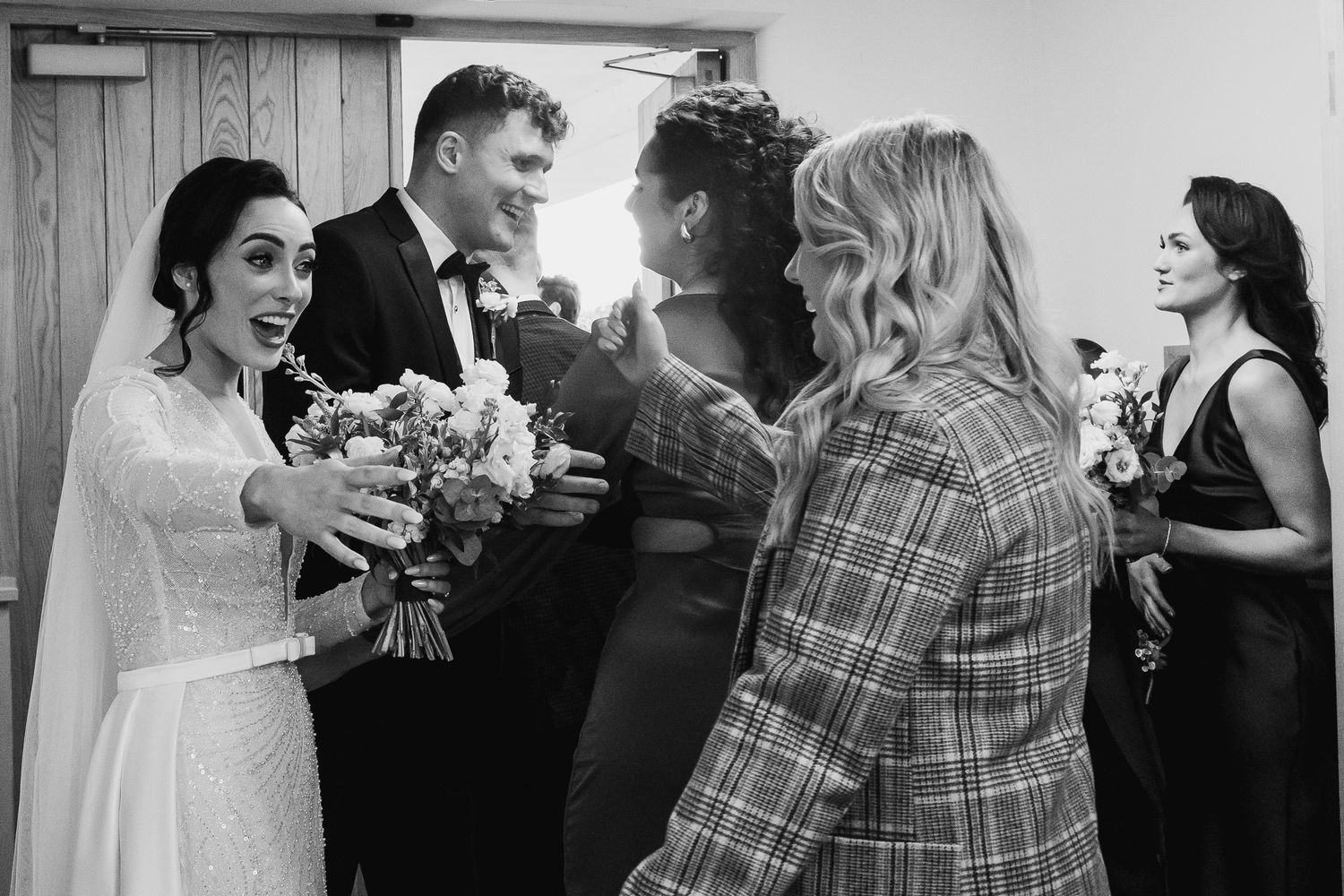 Wedding guests dancing and celebrating together at an 25 Fitzwilliam Place reception.