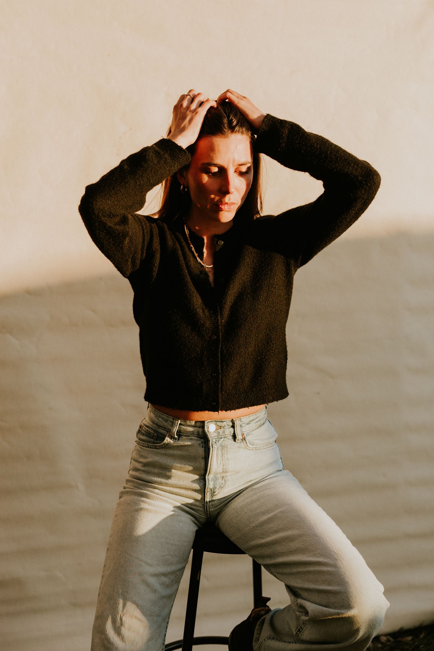 Portait of woman at sunset, shot by Dylan Spangler