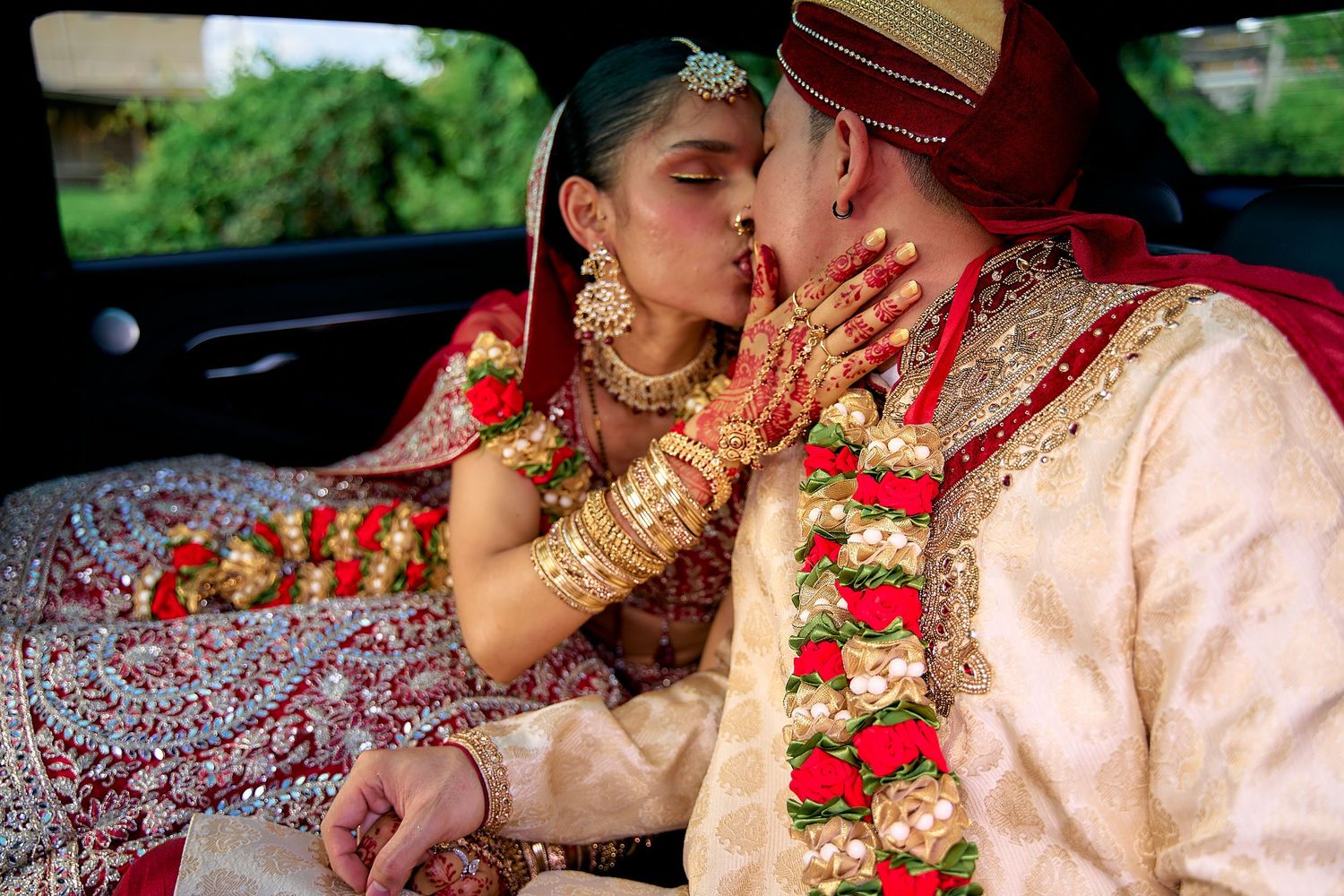 Candid moments from an Indian wedding ceremony showing traditional customs and rituals.