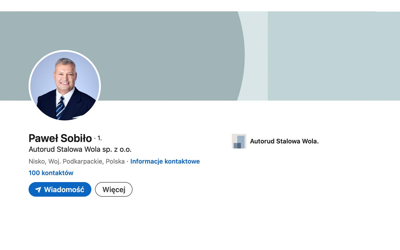 A LinkedIn profile page header showing a circular profile photo and basic account information against a light gray background.
