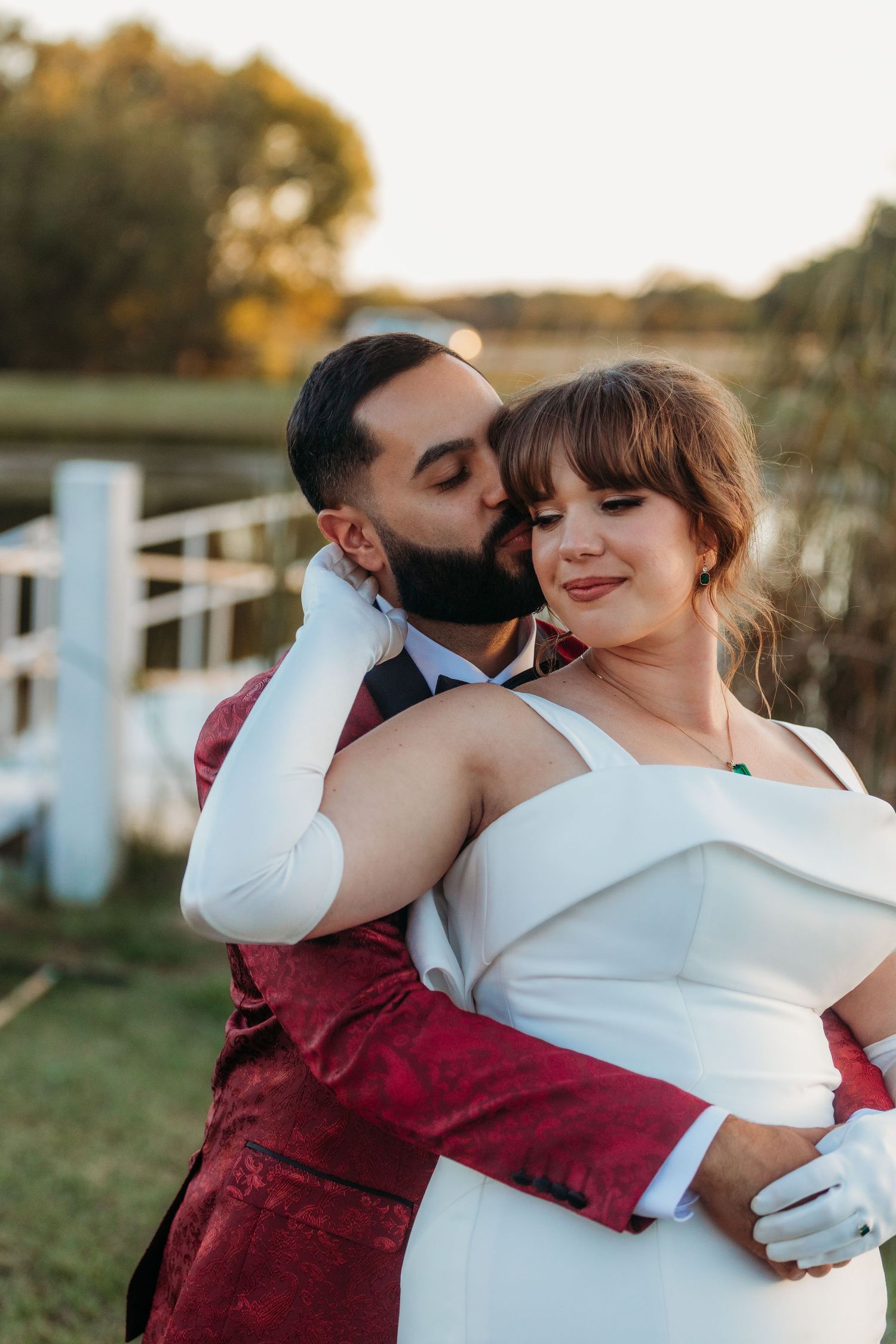 Bride and groom sharing a quiet moment after ceremony photographed by Magnolia TX wedding photographer