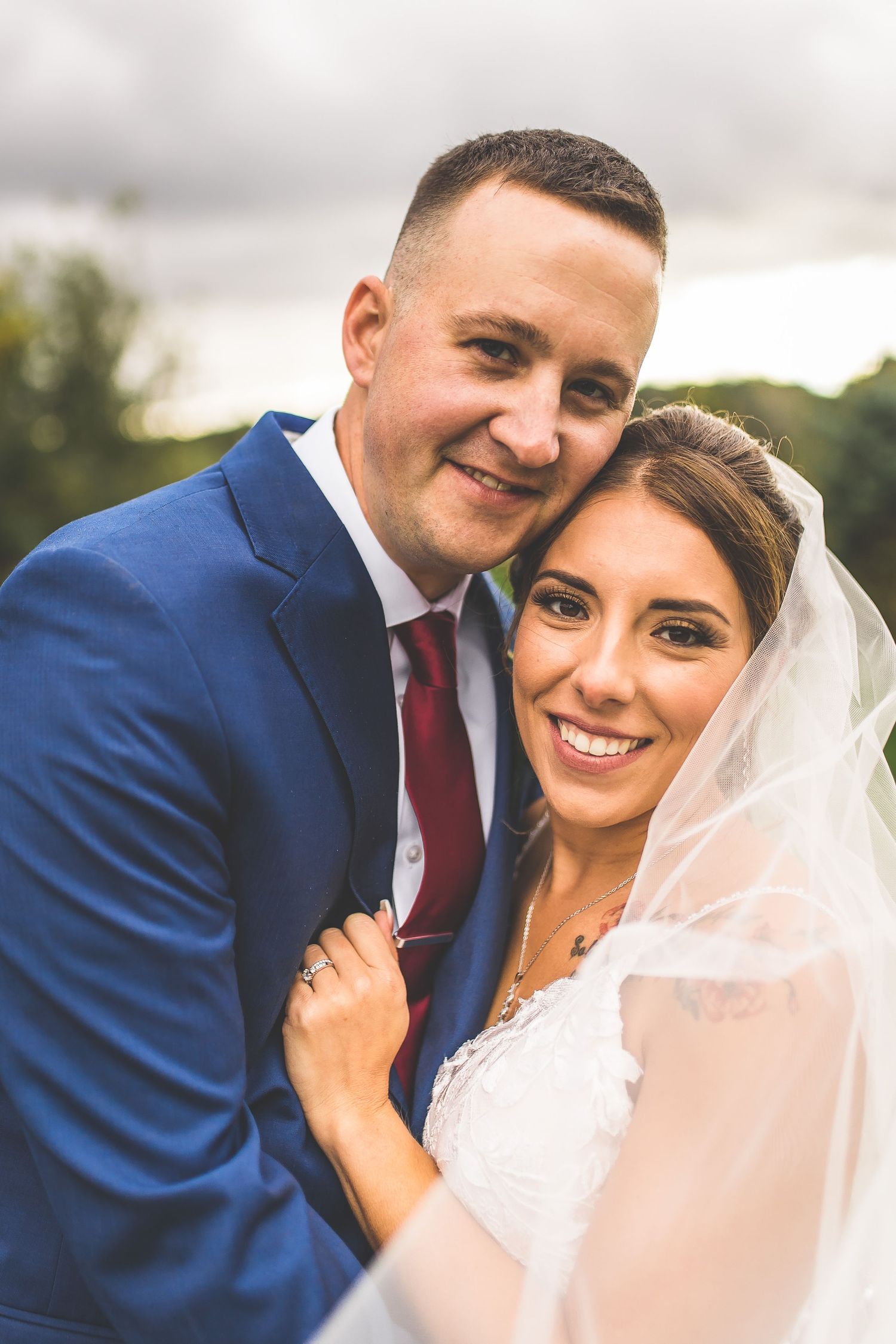 Intimate close-up wedding portraits capture genuine emotions and joy.
