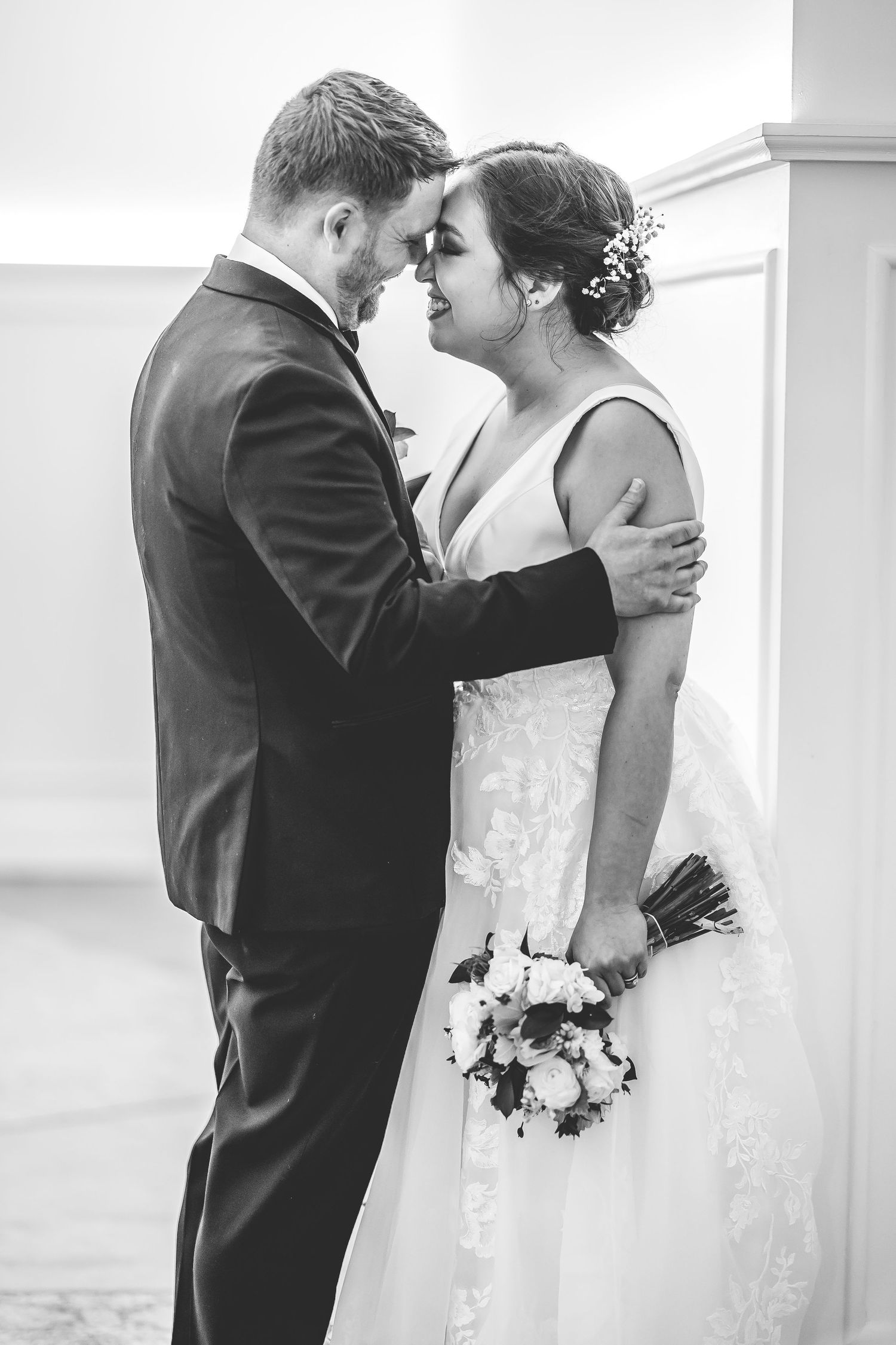 Intimate moments captured between the newlyweds during their wedding photoshoot.