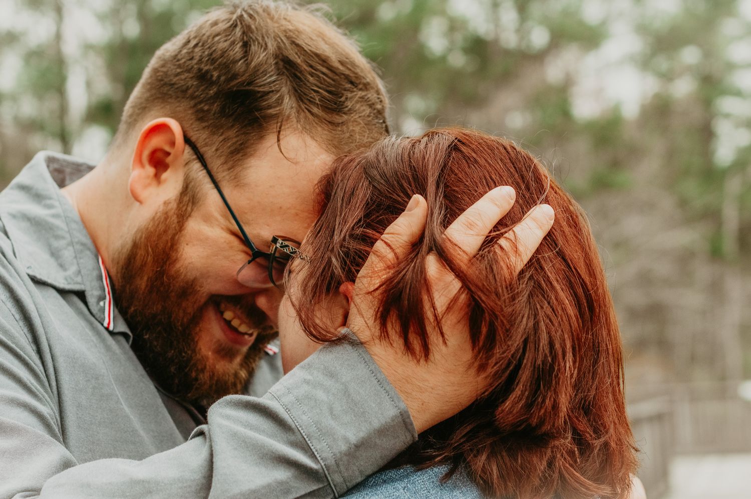 Close-up romantic portrait in soft natural lighting.