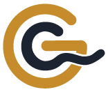Gold and navy blue circular logo featuring stylized letter G with a modern, minimalist design on white background.