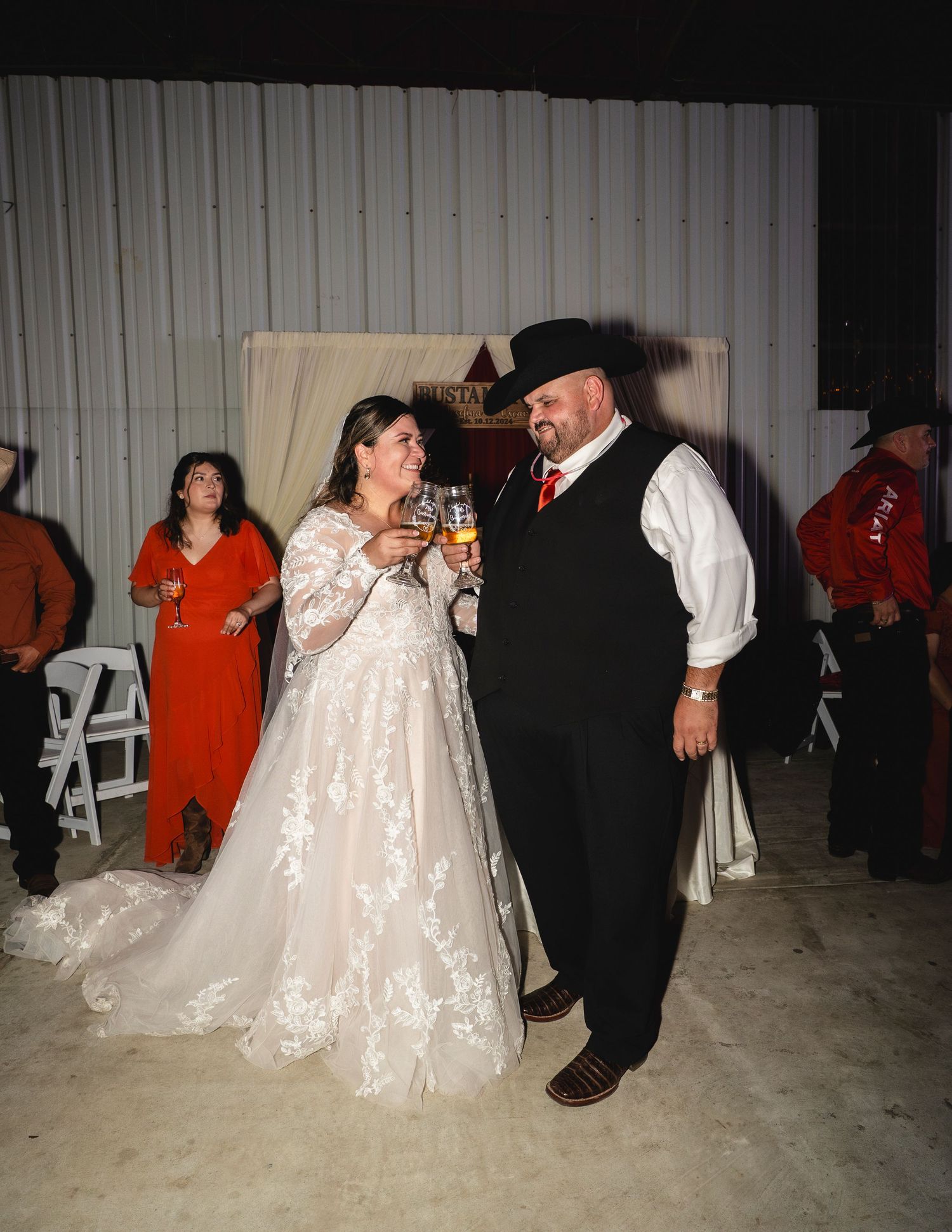A sequence of wedding reception dance photos showing couples dancing and interacting on a dance floor.