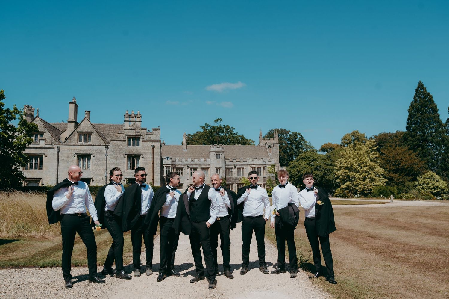 Outdoor wedding ceremony at Irnham Hall on a sunny July day