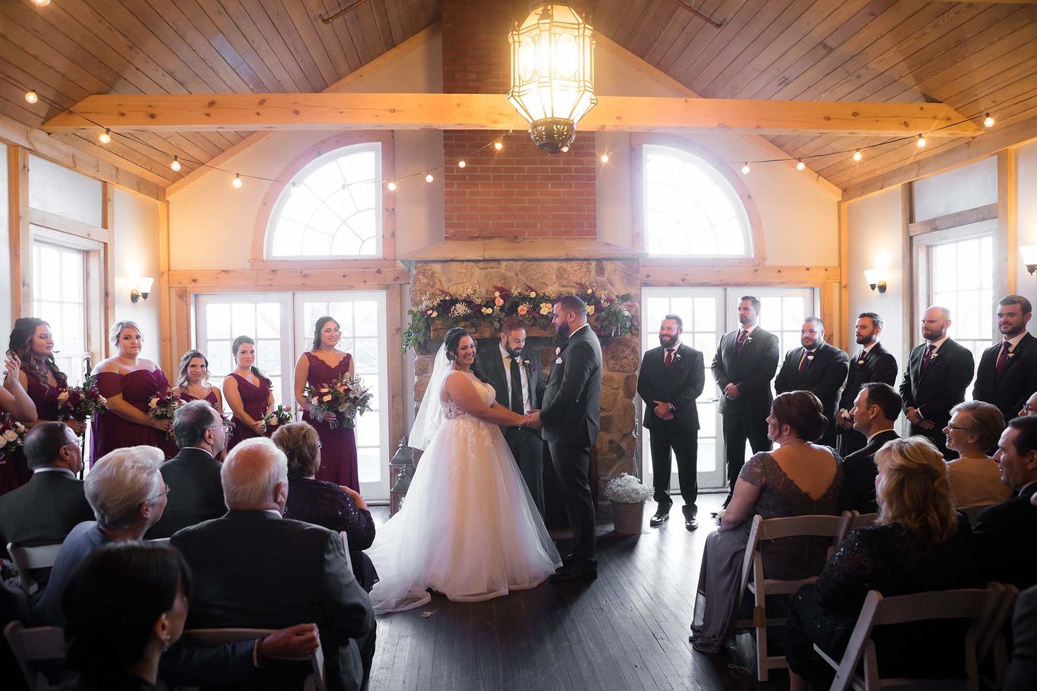 An elegant fall wedding inside the Barn at Peirce Family At Witch Hill