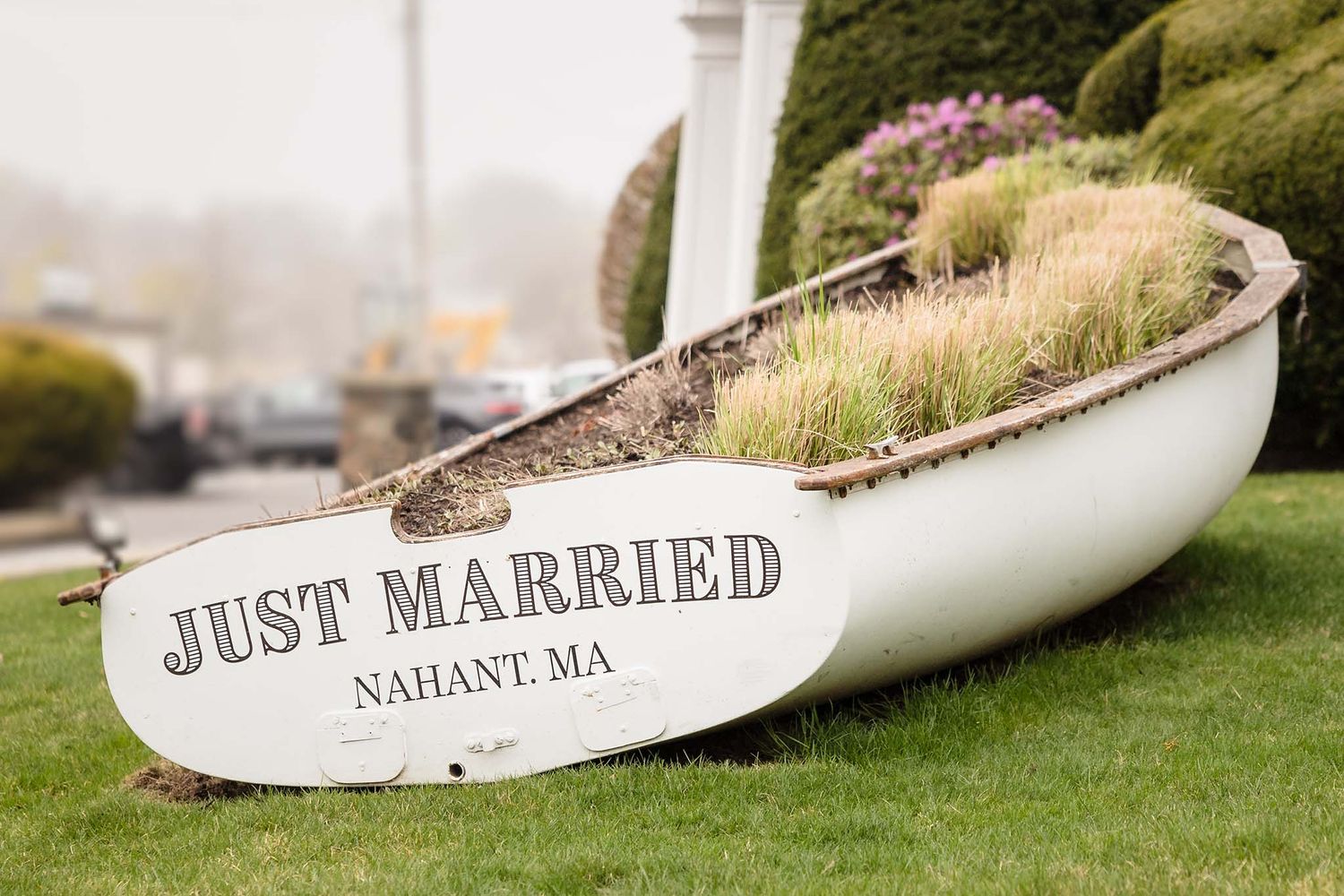An image of a retire row boat decorates the outside of the Oceanview.