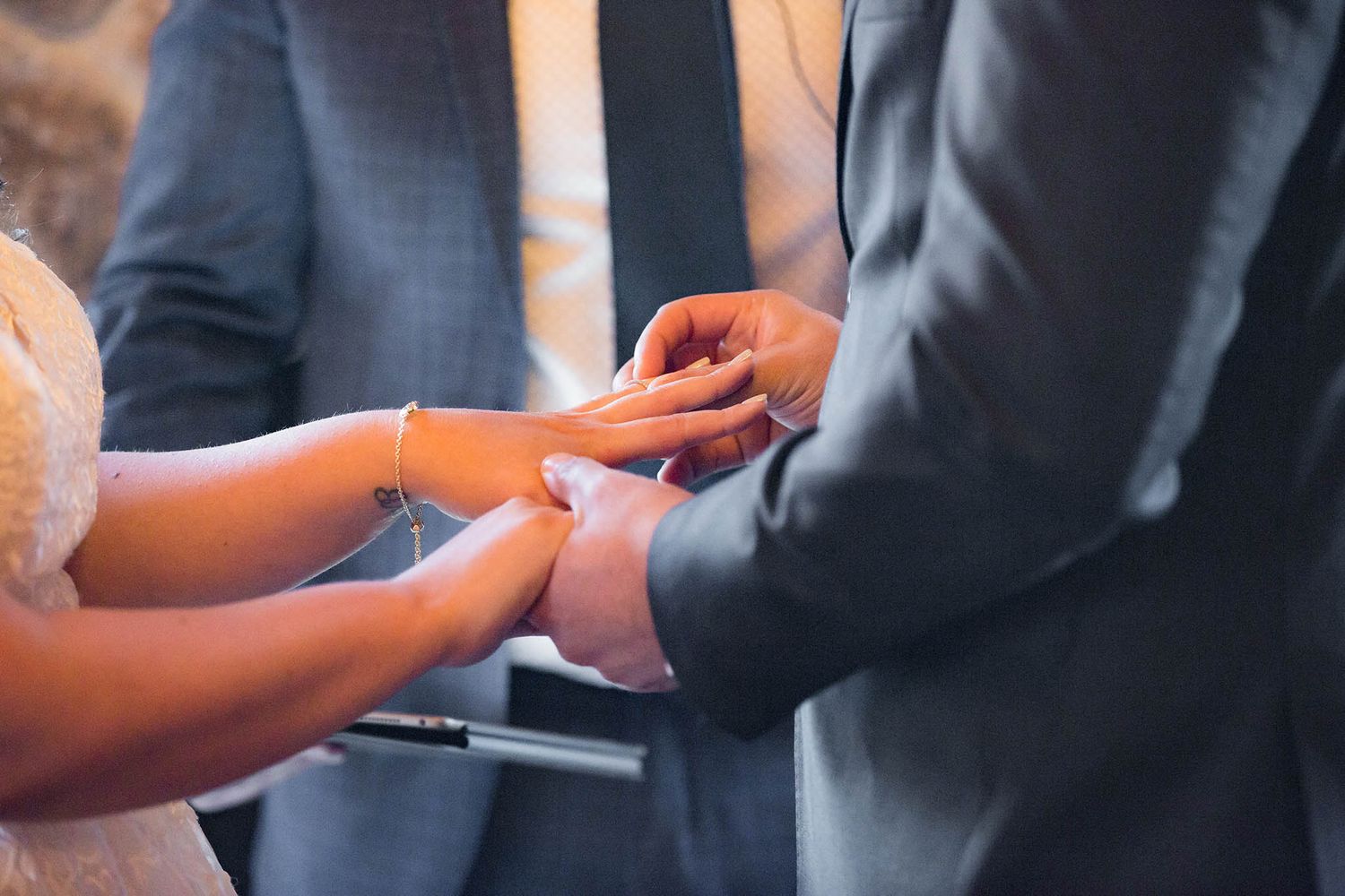 Exchanging of rings on the wedding day.