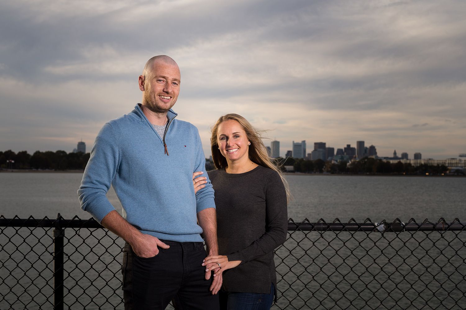 Castle Island at Sunset was the backdrop for this beautiful engagement session portrait in Boston.