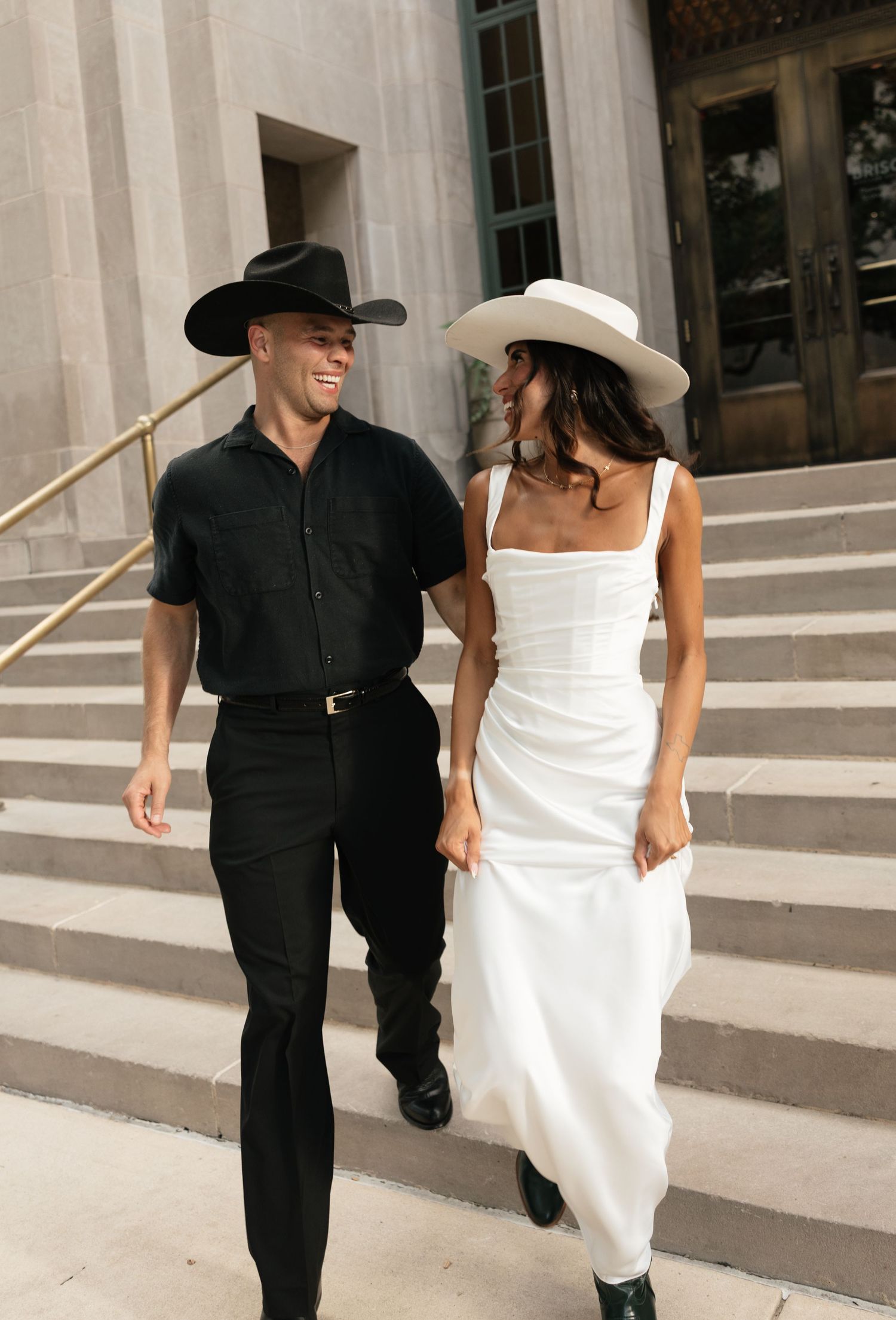 Couple Walking in front of Briscoe Western Art Museum in Downtown San Antonio