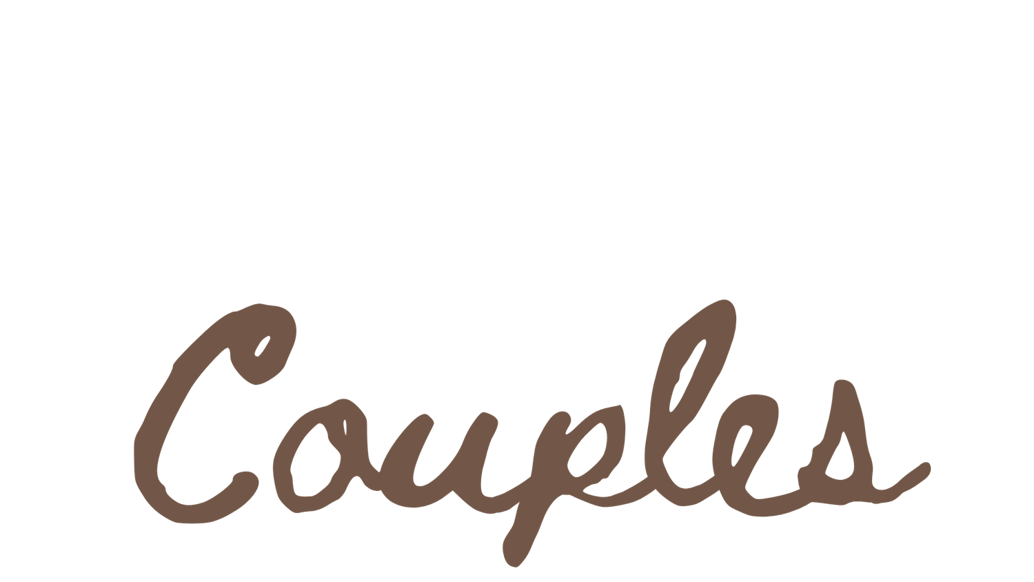 Couples written in brown cursive handwritten script font on white background.