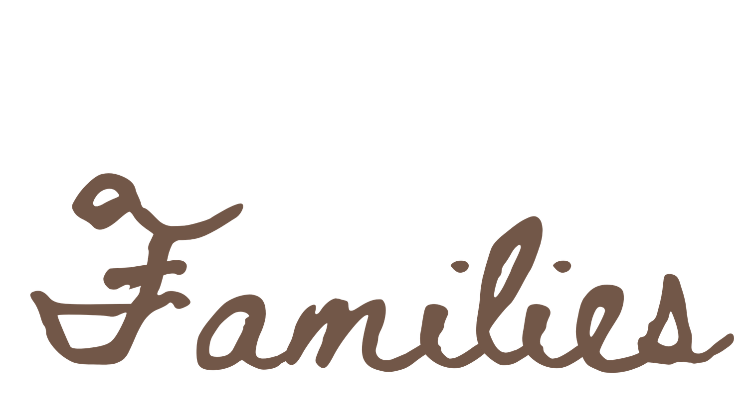Families written in brown cursive handwritten script font on white background.