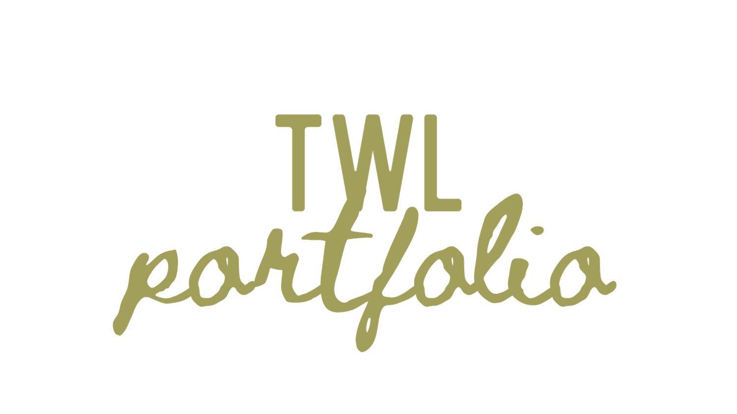 TWL Portfolio logo in olive green serif and script font combination.