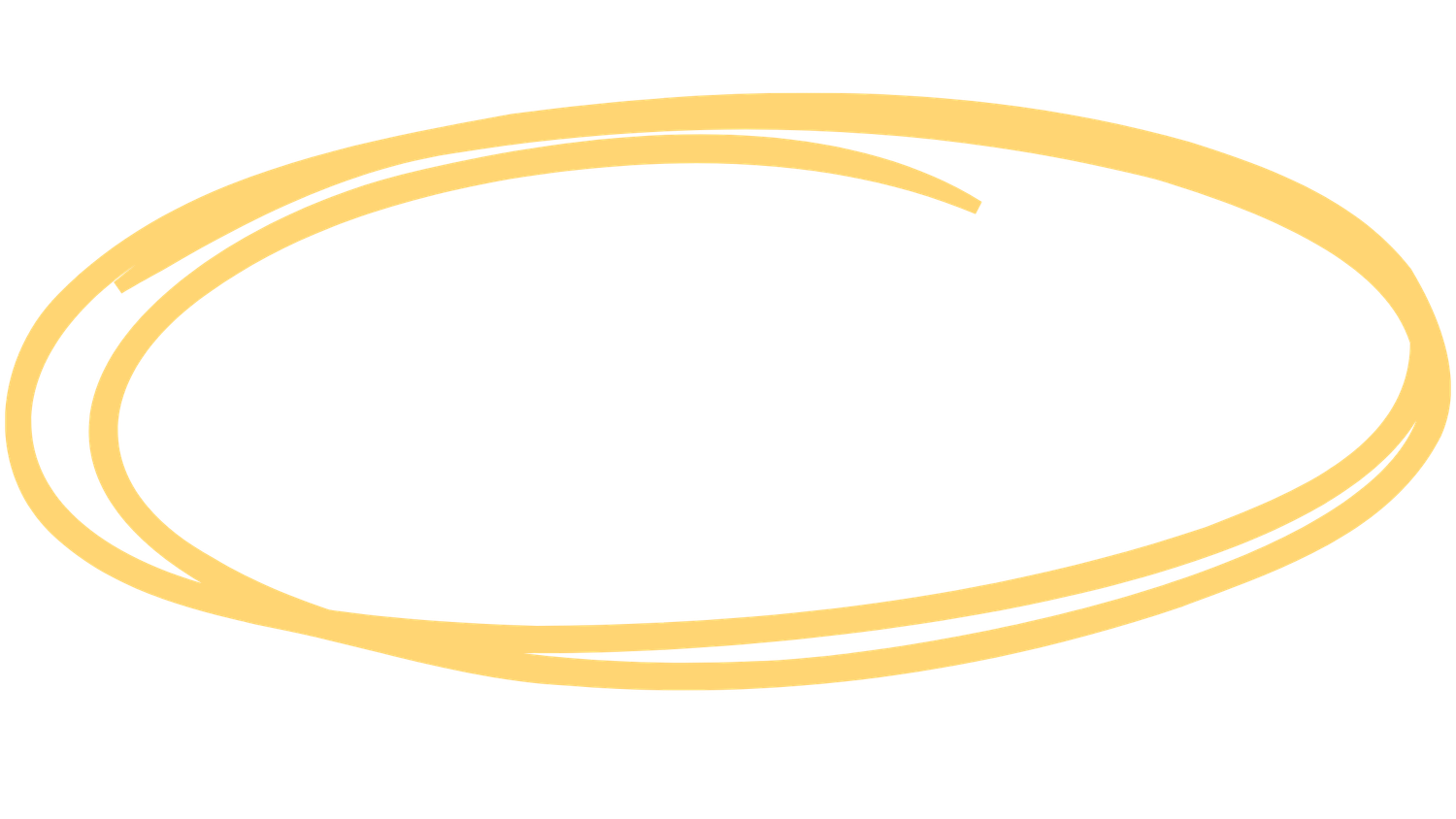 Hand-drawn golden yellow oval circle highlight decorative element on white background.