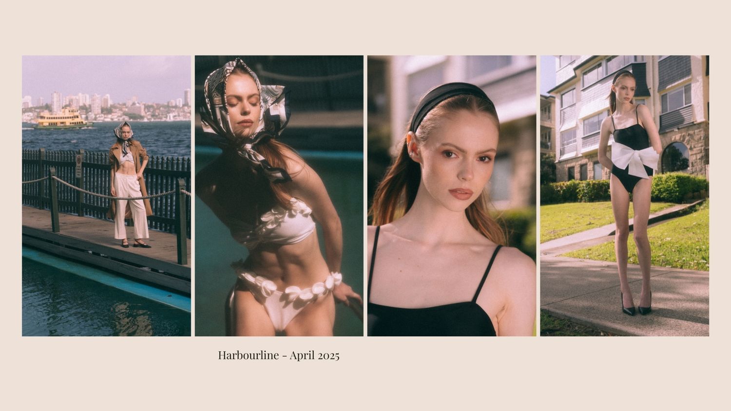 A collage of four retro-style photographs with warm tones showing outdoor scenes during sunset hours.