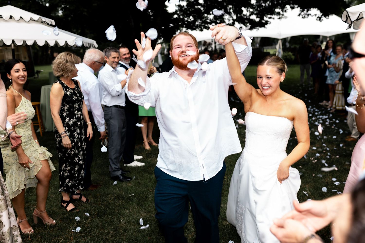 Young couple celebrate the end of their Cincinnati Ohio wedding