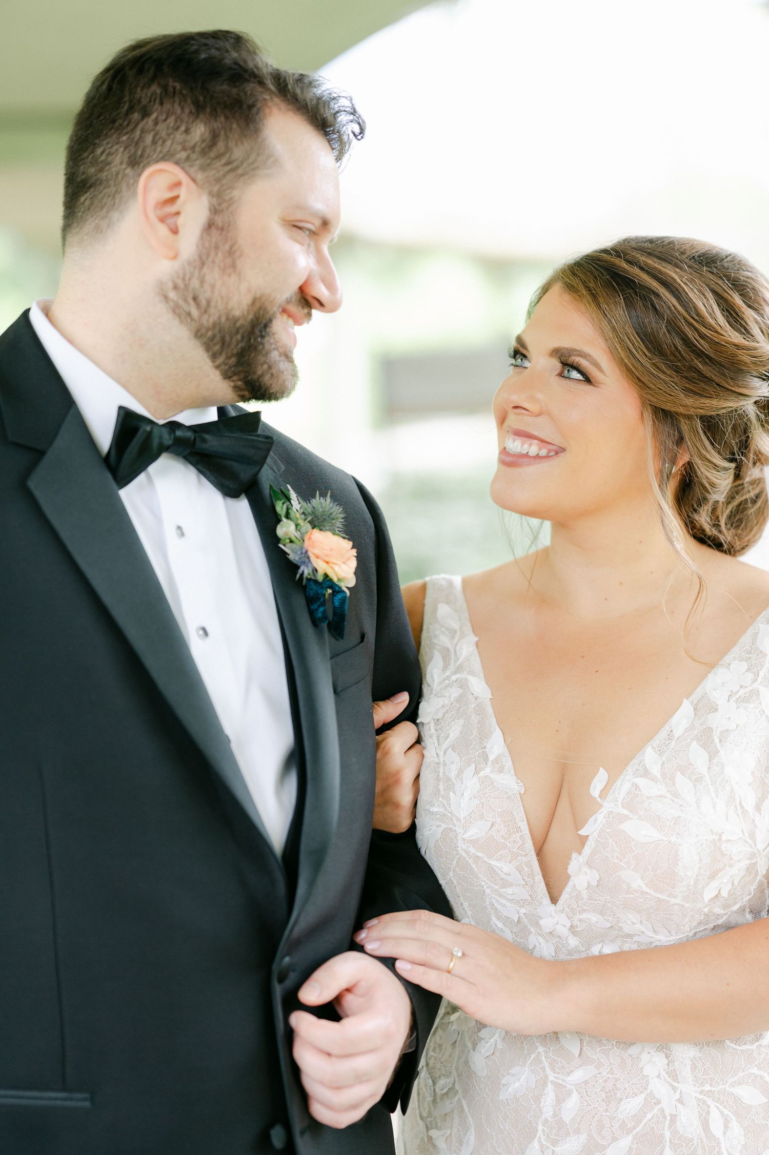 A bride and groom share intimate moments in a series of romantic wedding portraits. - Hyatt Lodge Oak Brook