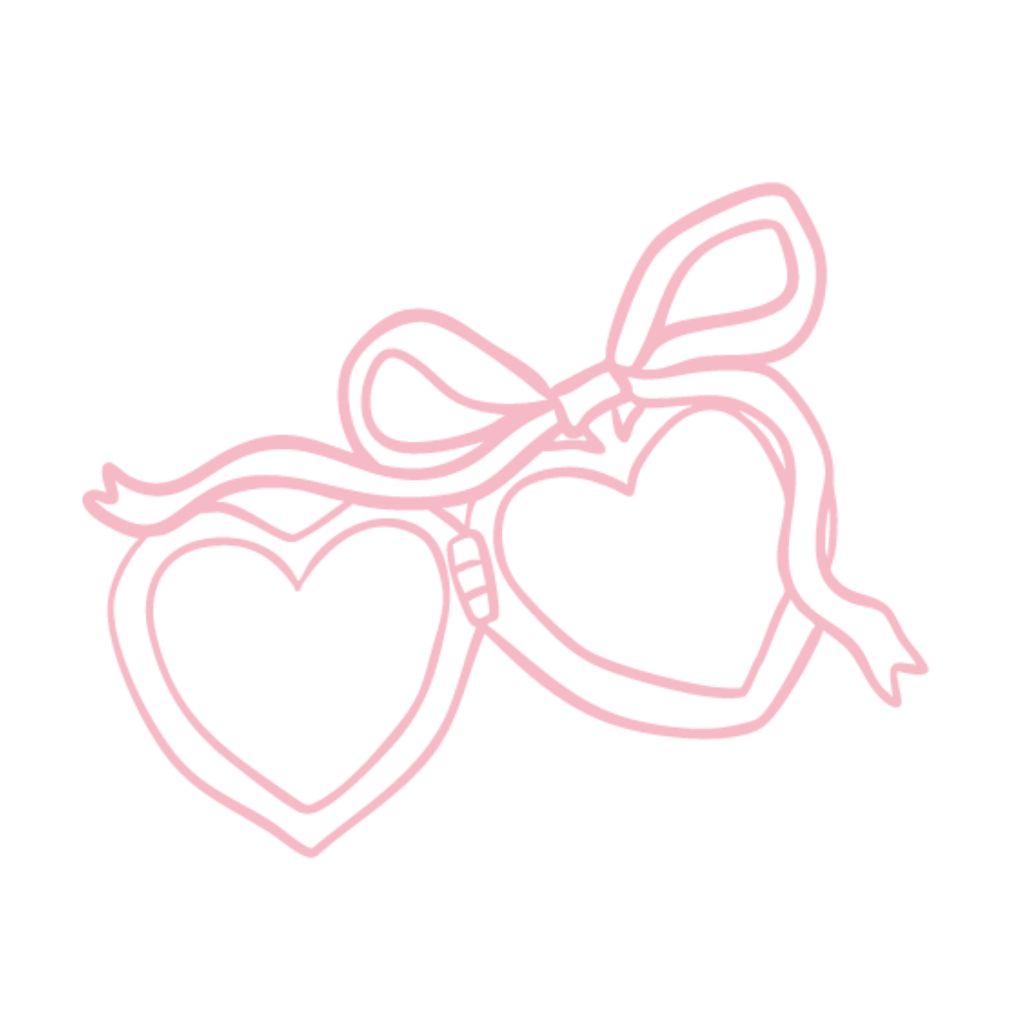 Pink heart-shaped outline drawings arranged in a repeating pattern on a white background.
