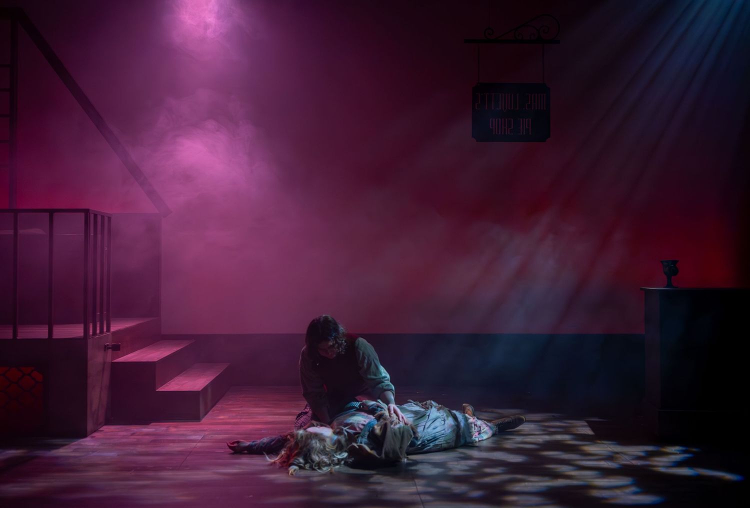 Dramatic lighting design during live performance in Kirkland