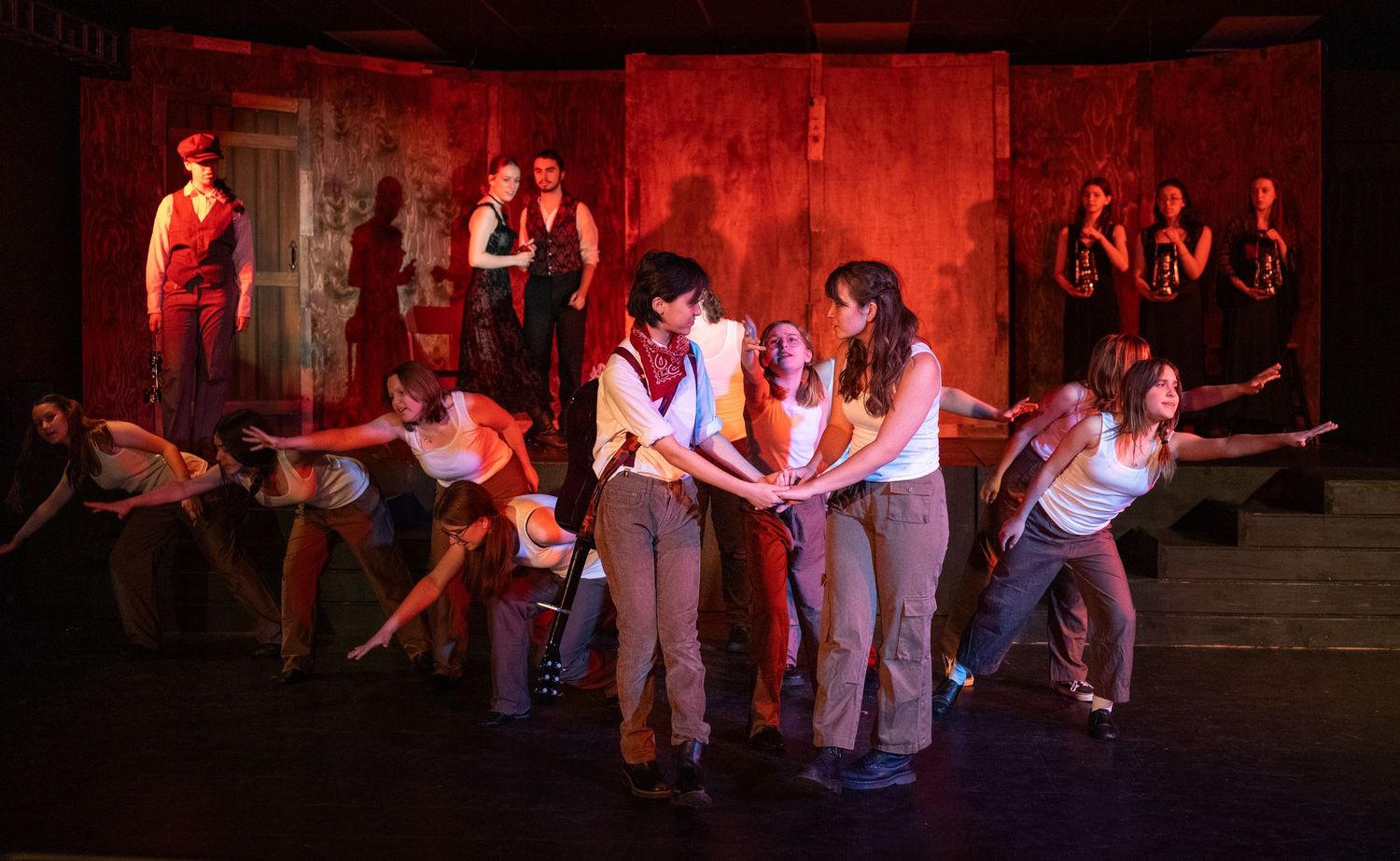 Stage set and actors during theatre production in Redmond theatre
