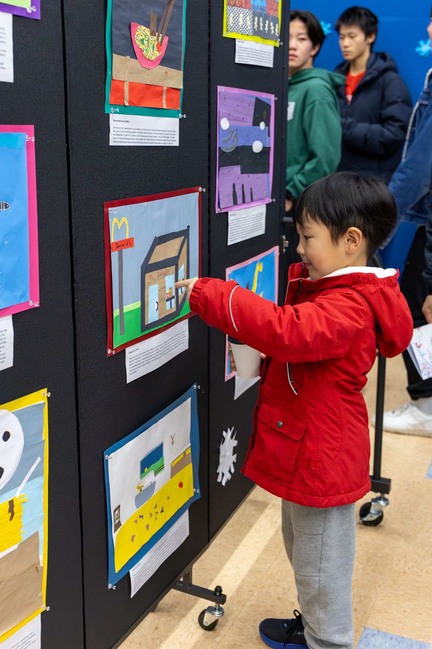 Candid moment of children at school arts festival in Bellevue