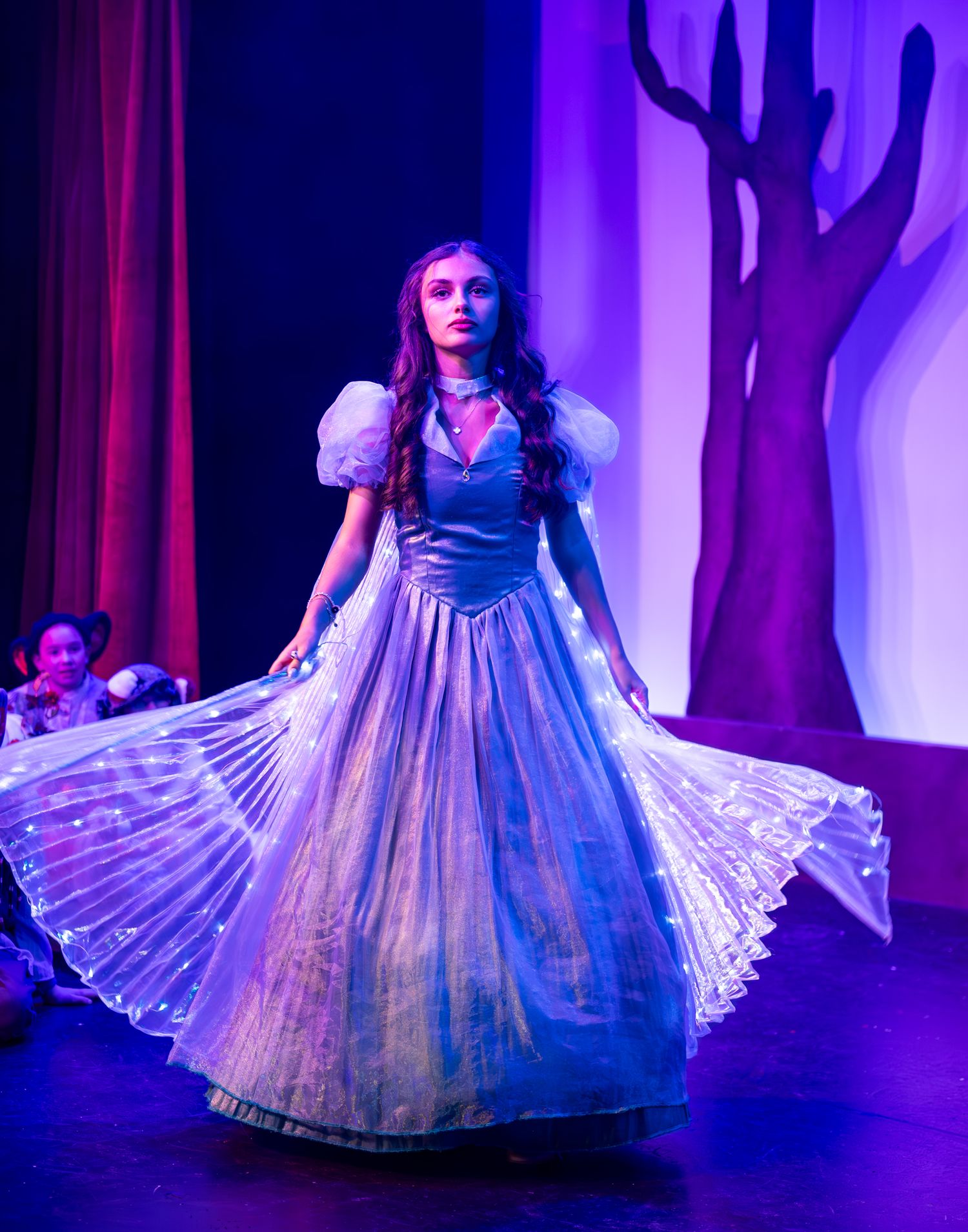 Close-up of actor performing on stage in Kirkland
