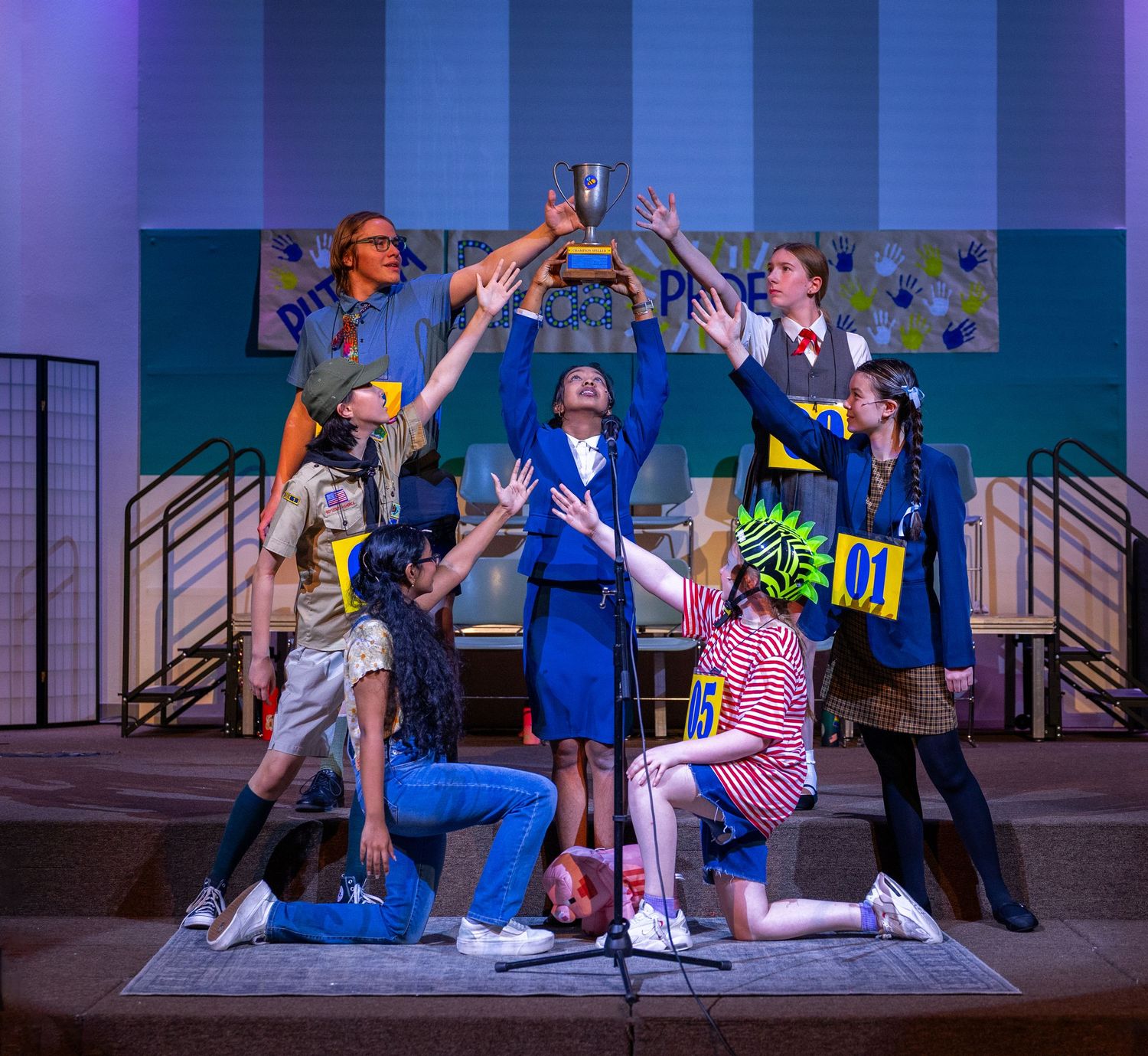 Actors rehearsing scene on stage in Sammamish