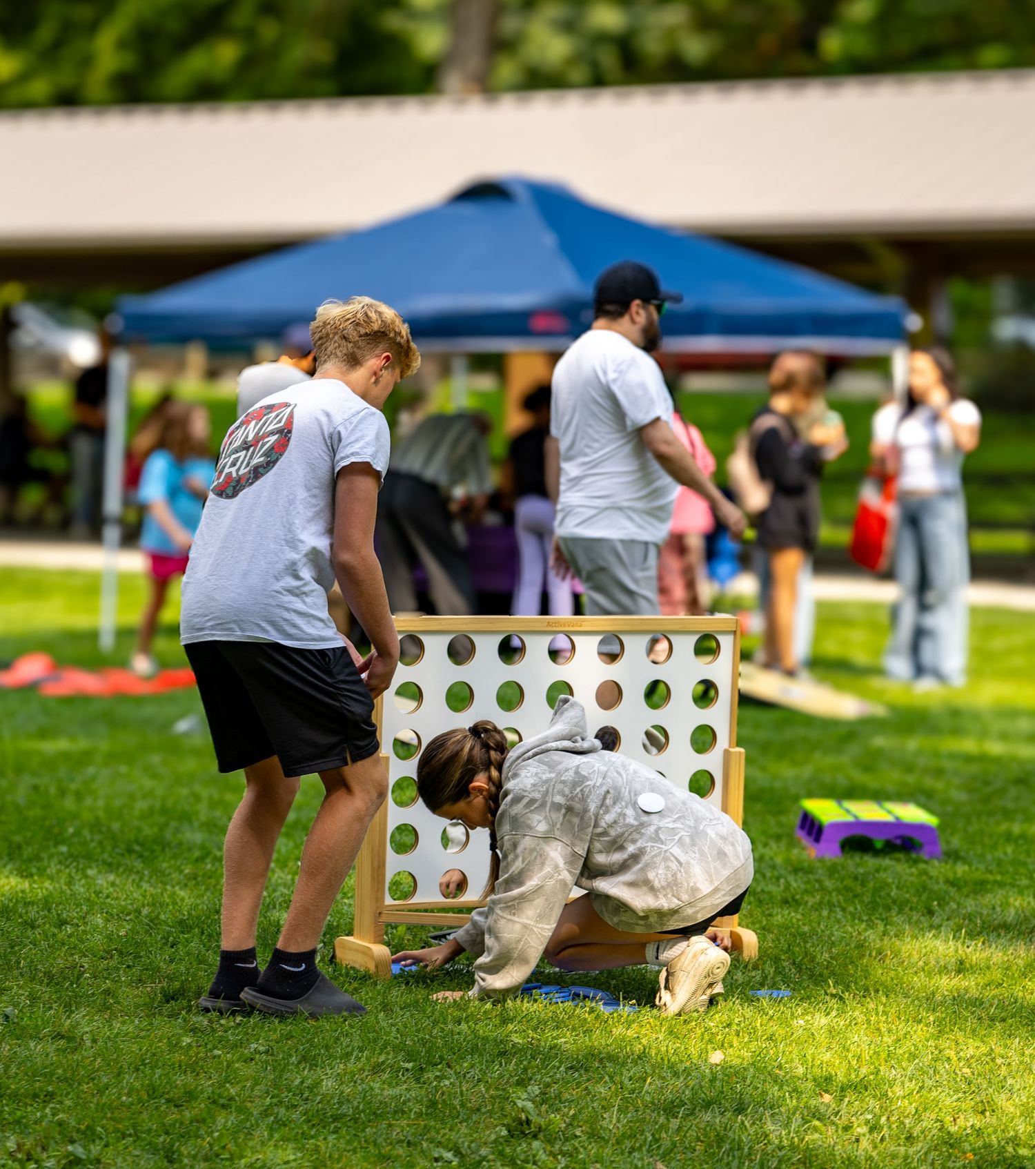Families enjoying community event in Kirkland park