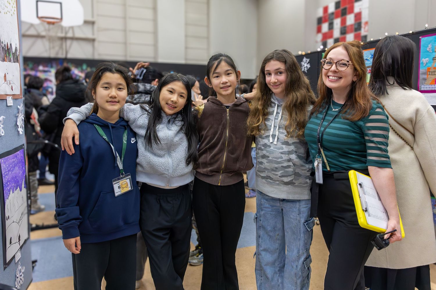 Students smiling during school arts festival in Bellevue