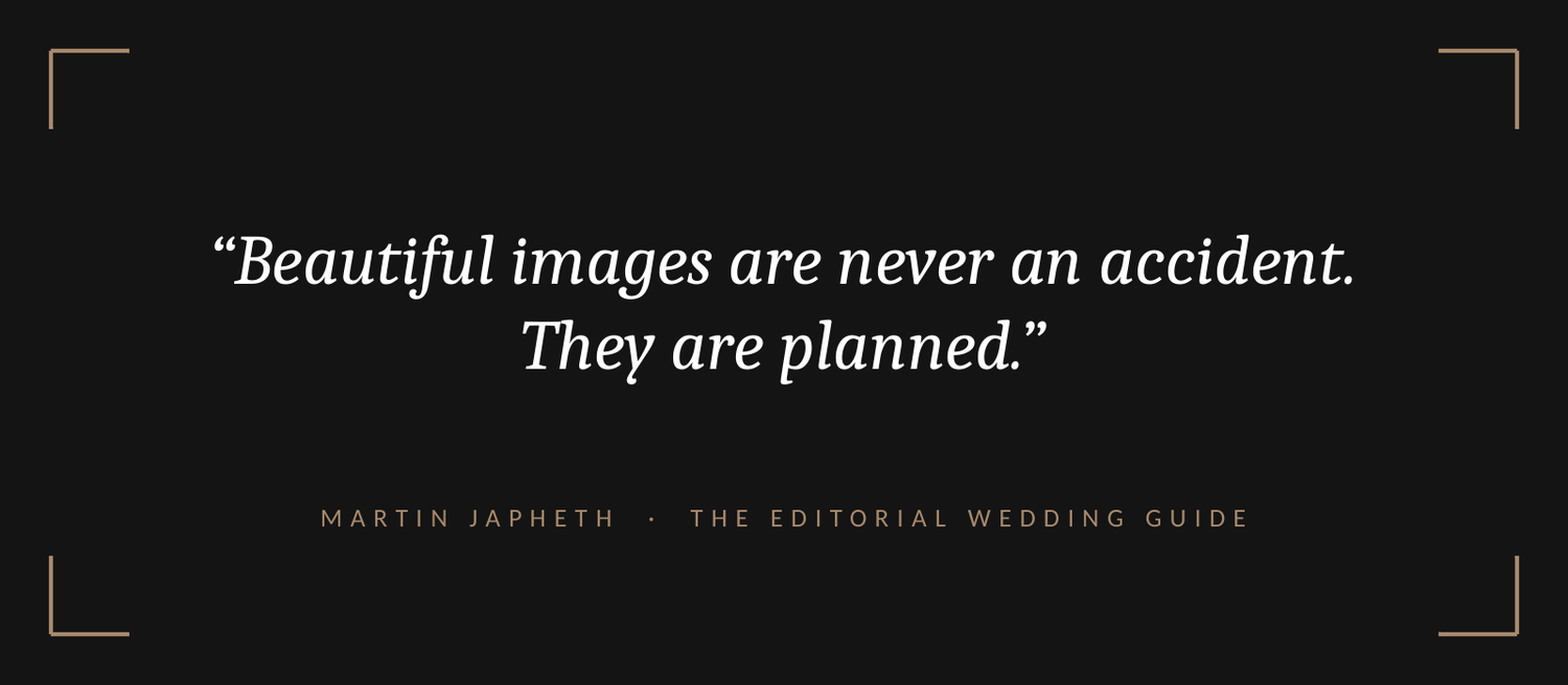 Dark background quote card reading Beautiful images are never an accident, they are planned by Martin Japheth.