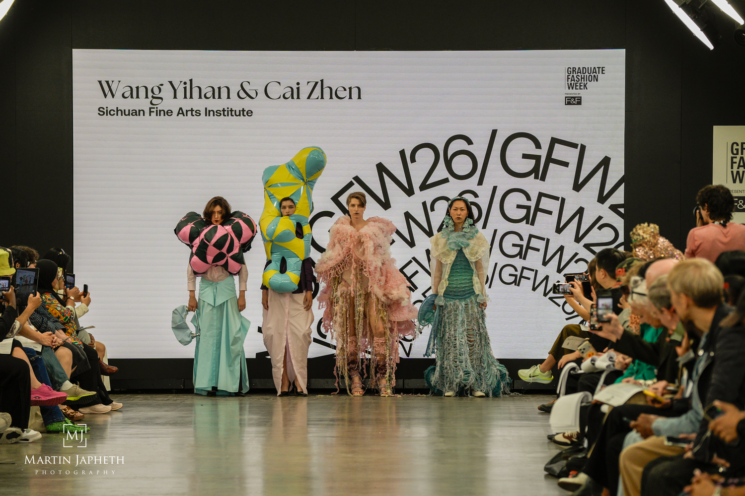 Models showcase Wang Yihan and Cai Zhen designs from Sichuan Fine Arts Institute on the GFW26 runway. Martin Japheth Photography