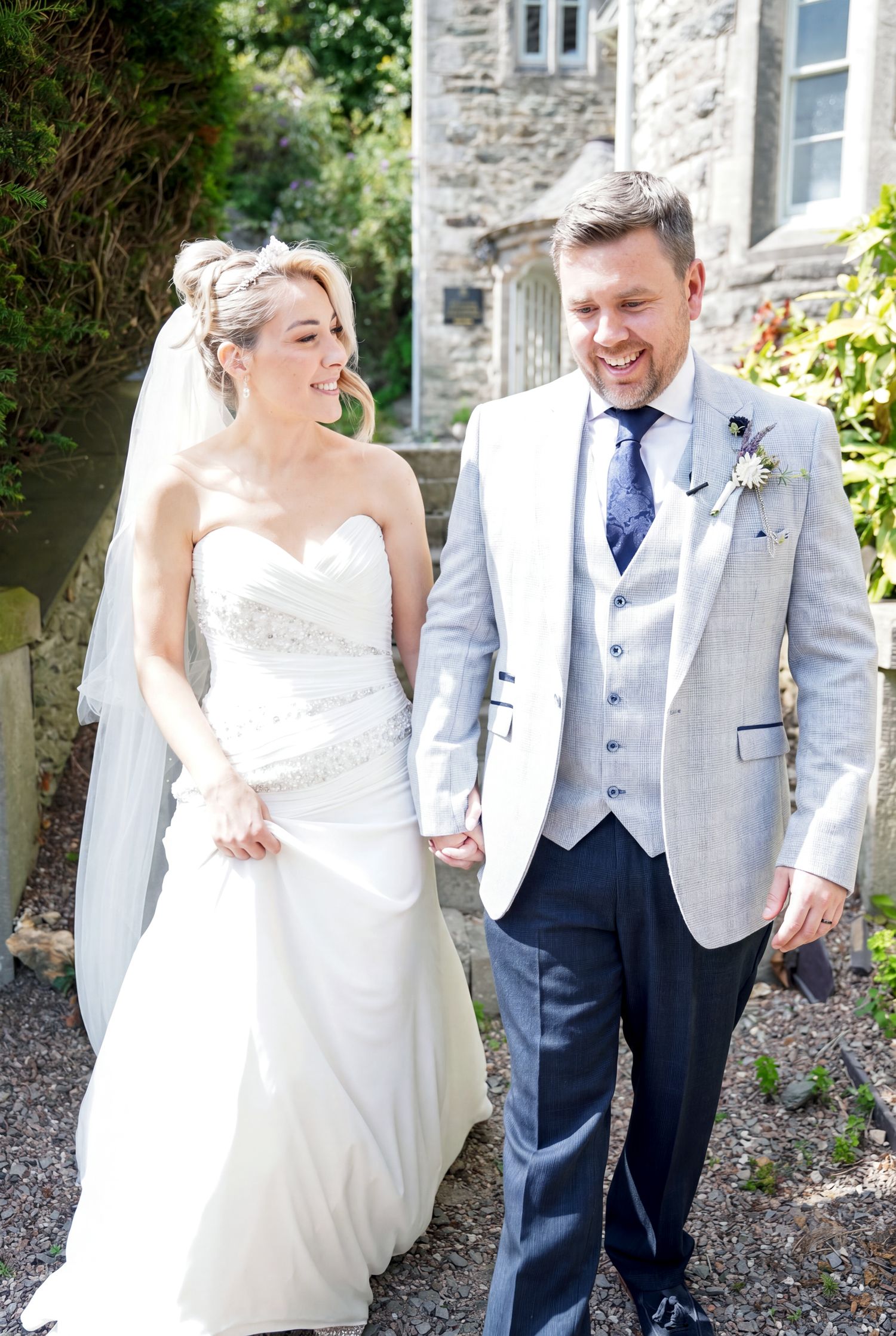 Jodie and Liam wedding portrait at Chateau Rhianfa Menai Bridge / Martin Japheth Photography