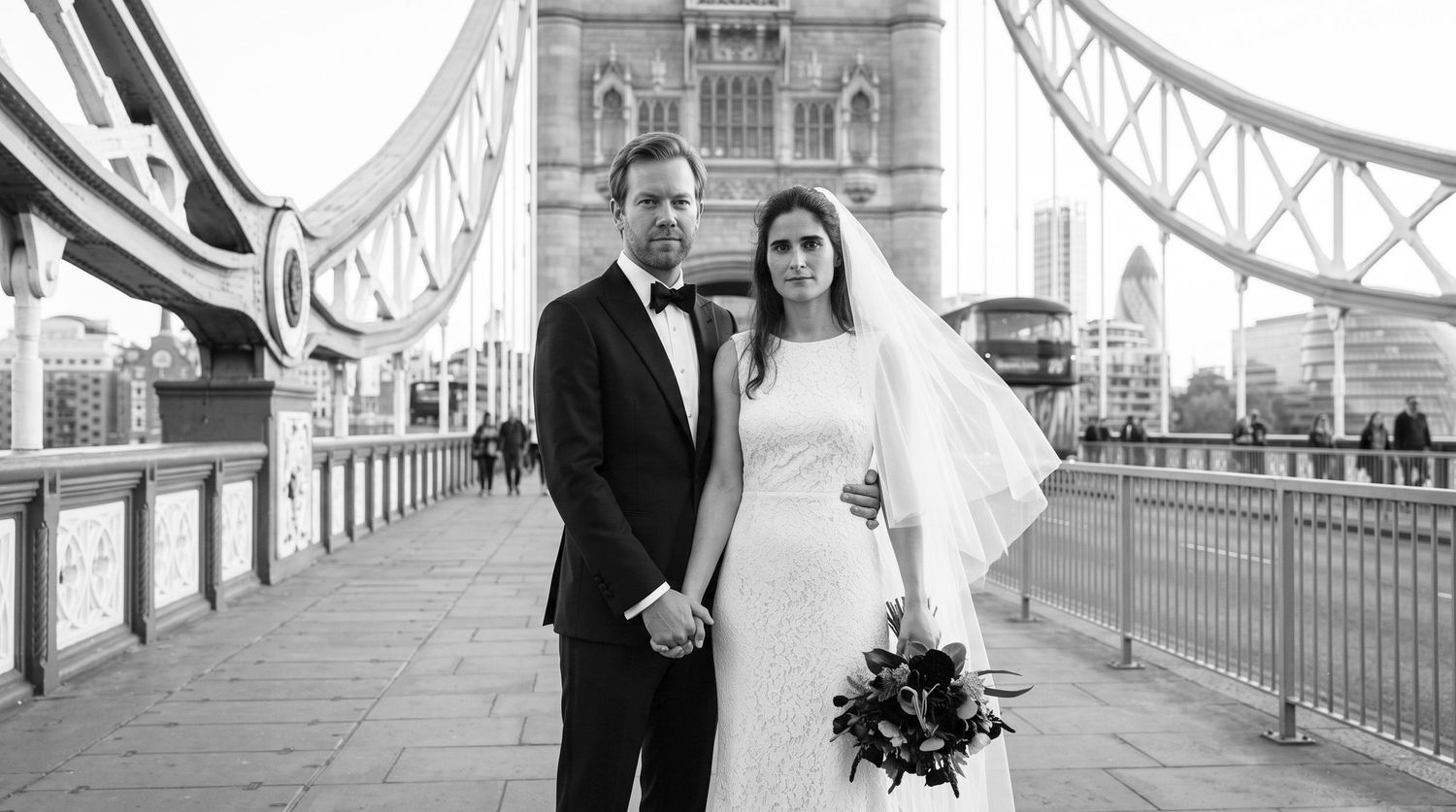 London wedding photography with Tower Bridge in the background with Martin Japheth Photography