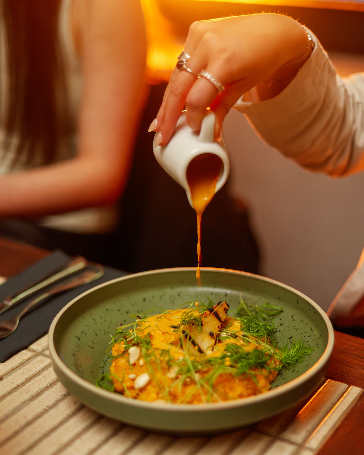 Gravy poured over a dish