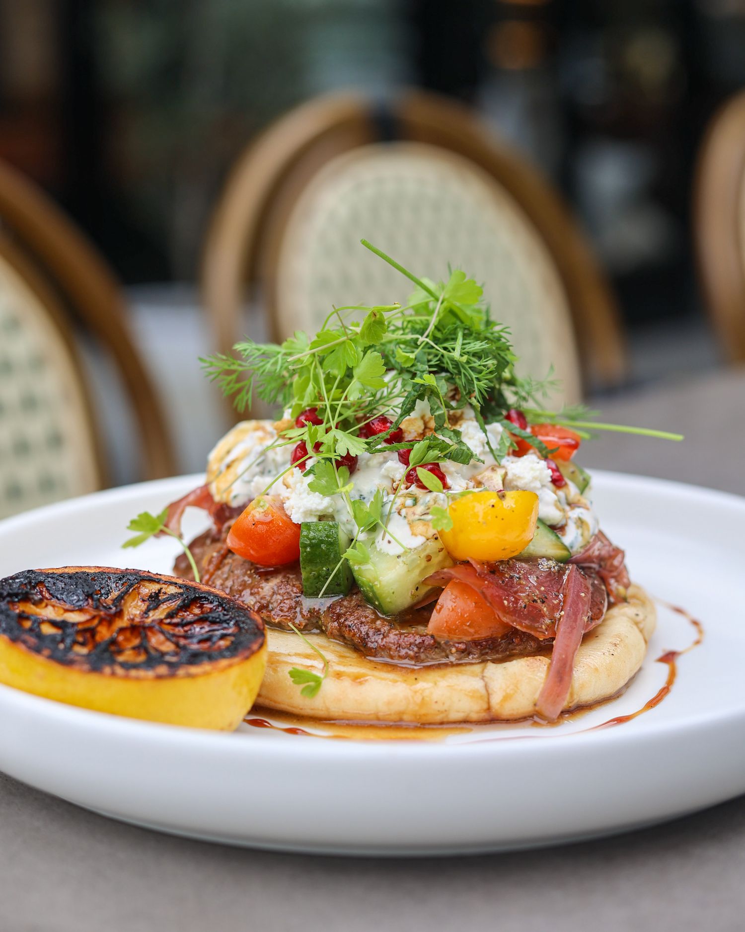 Lamb Pita with Greek salad at Brigittes Merivale