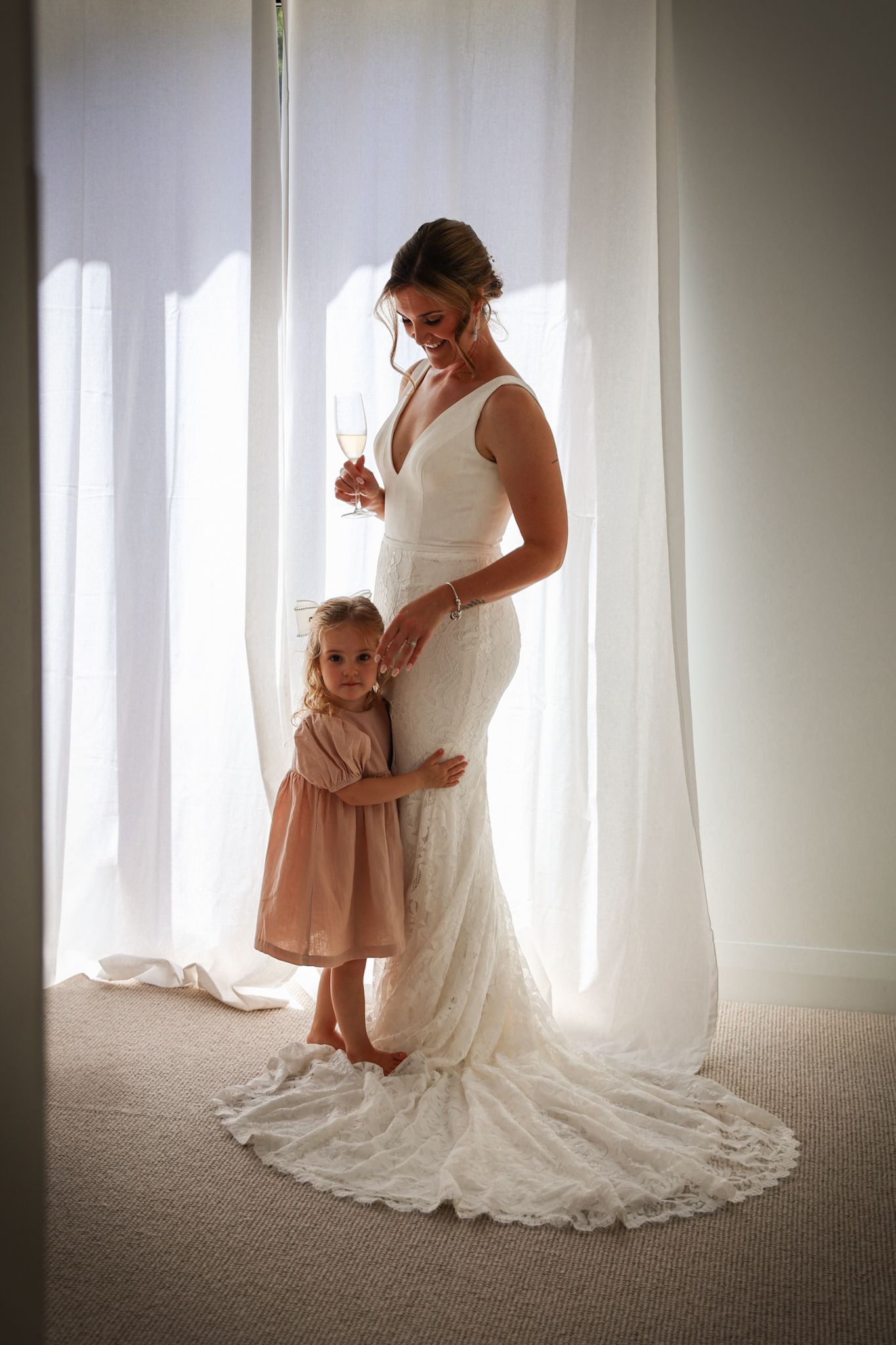 Bride and daughter portrait