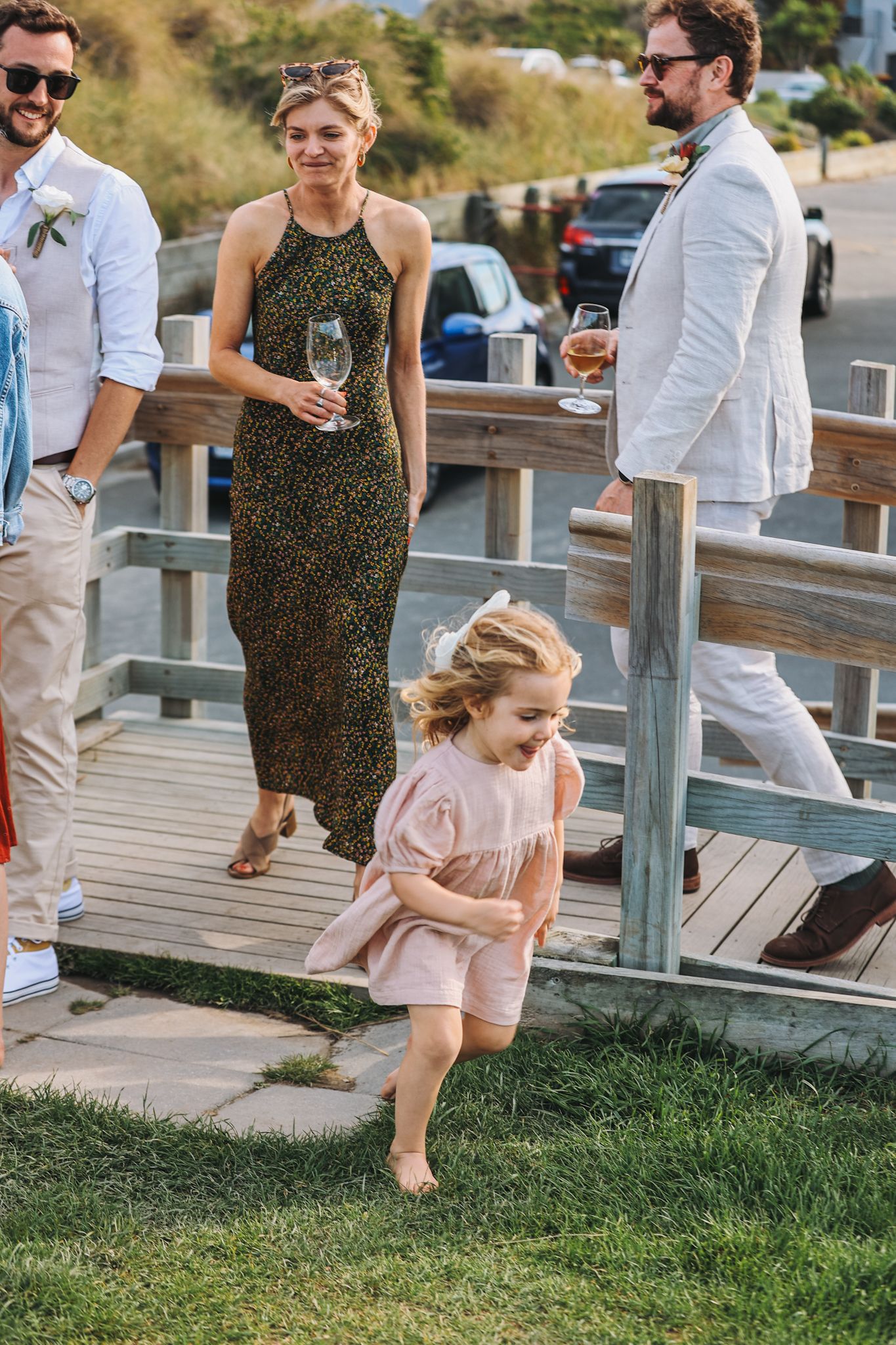 Wedding guests on the lawn