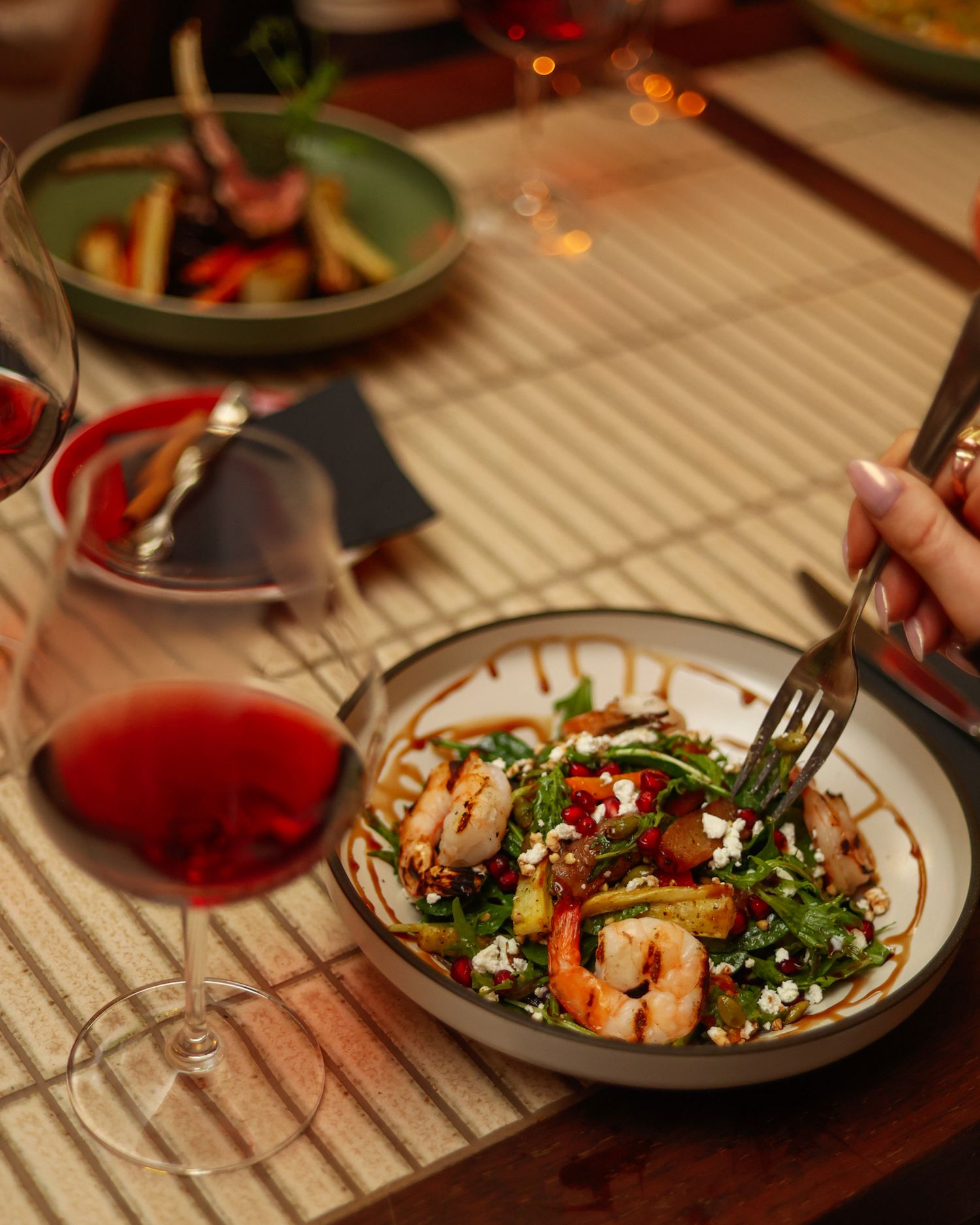 Winter grilled prawn salad