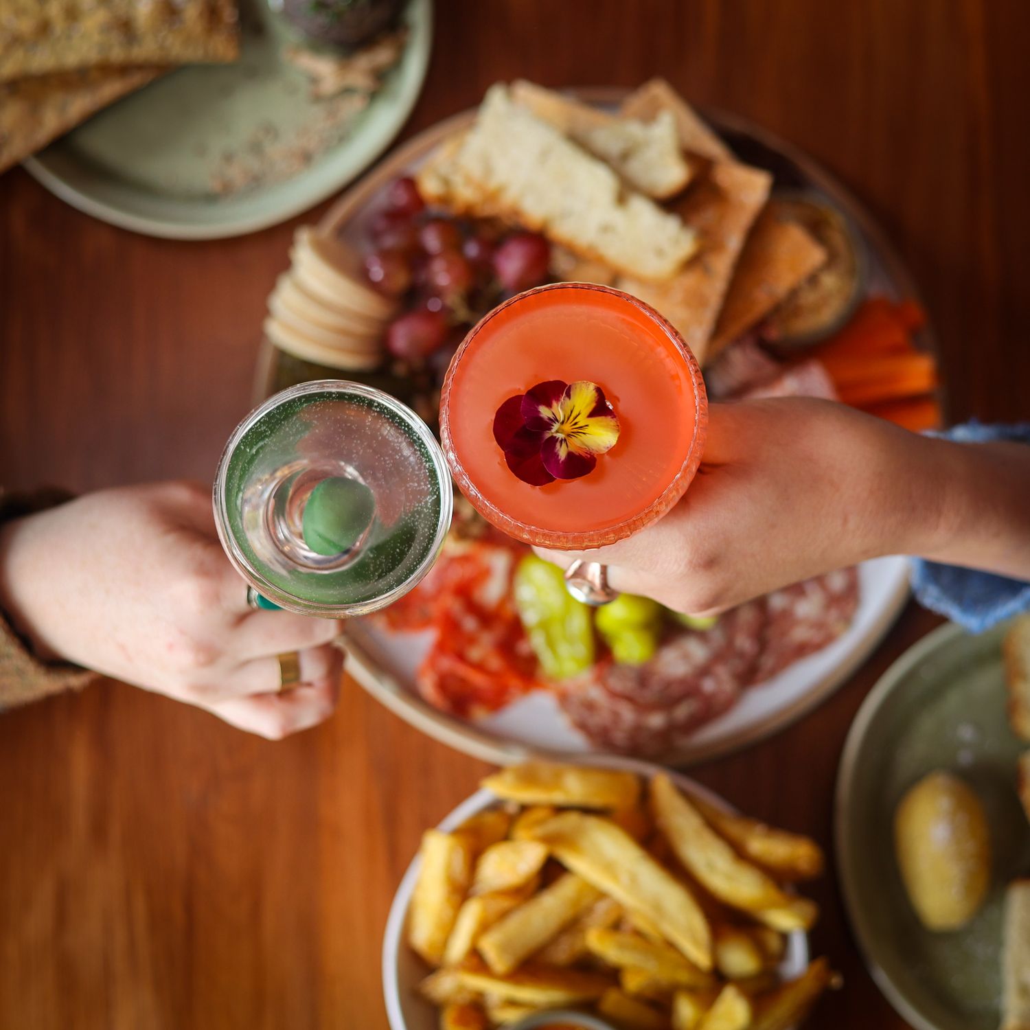 Cocktails and charcuterie board at Gin Gin Christchurch