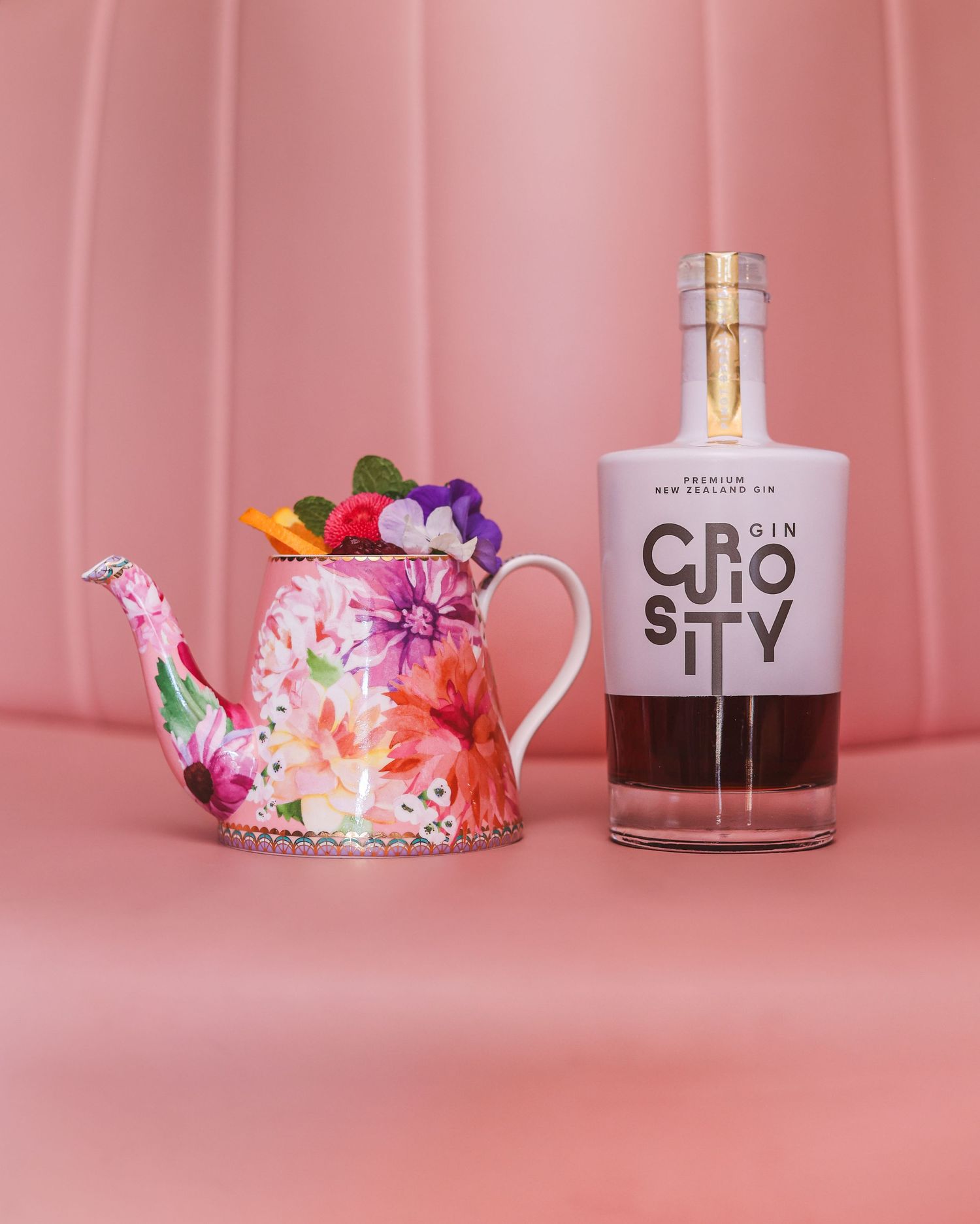 Curiosity gin with a teapot cocktail at Gin Gin Christchurch