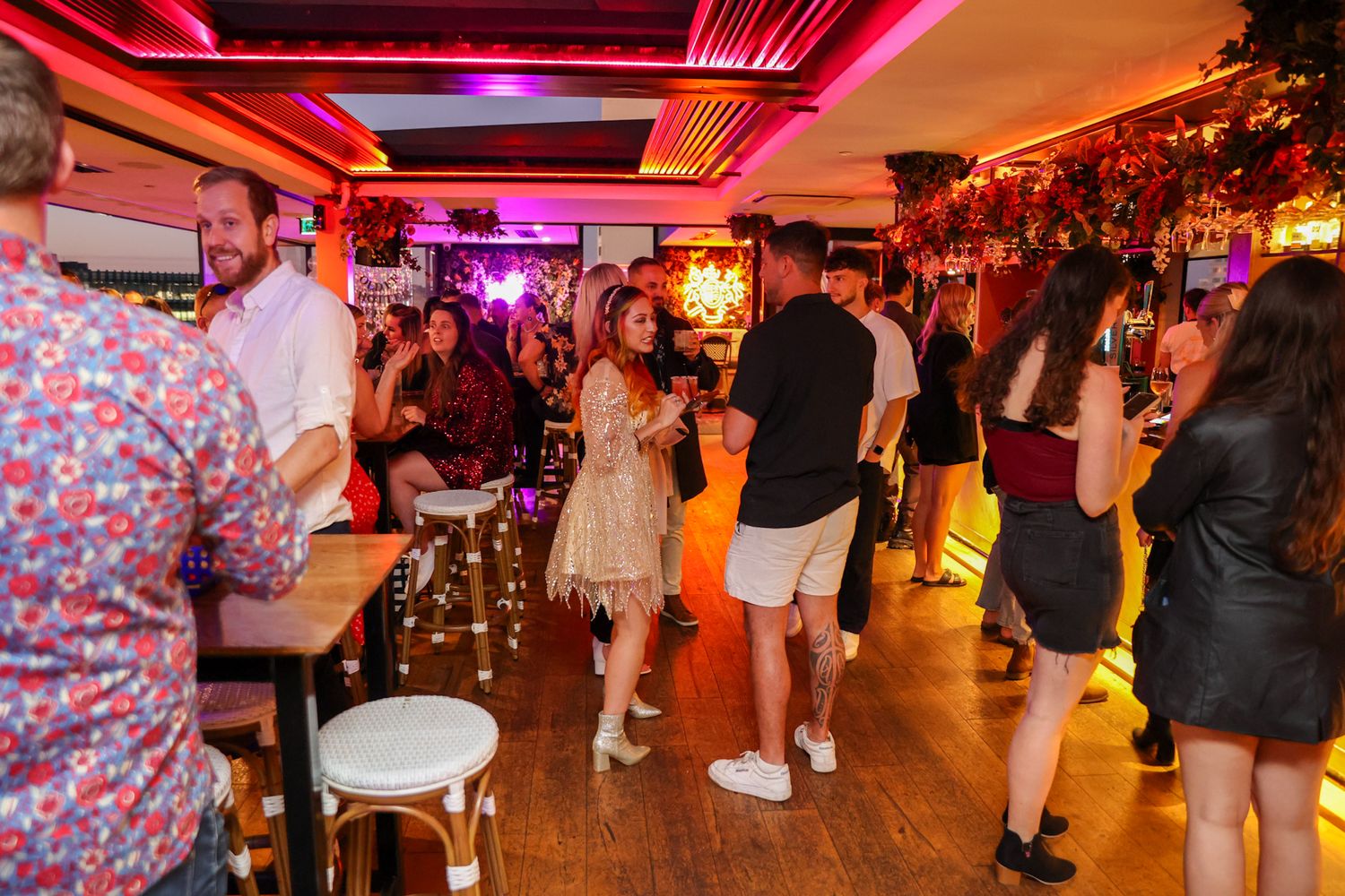 Party guests mingling at a function