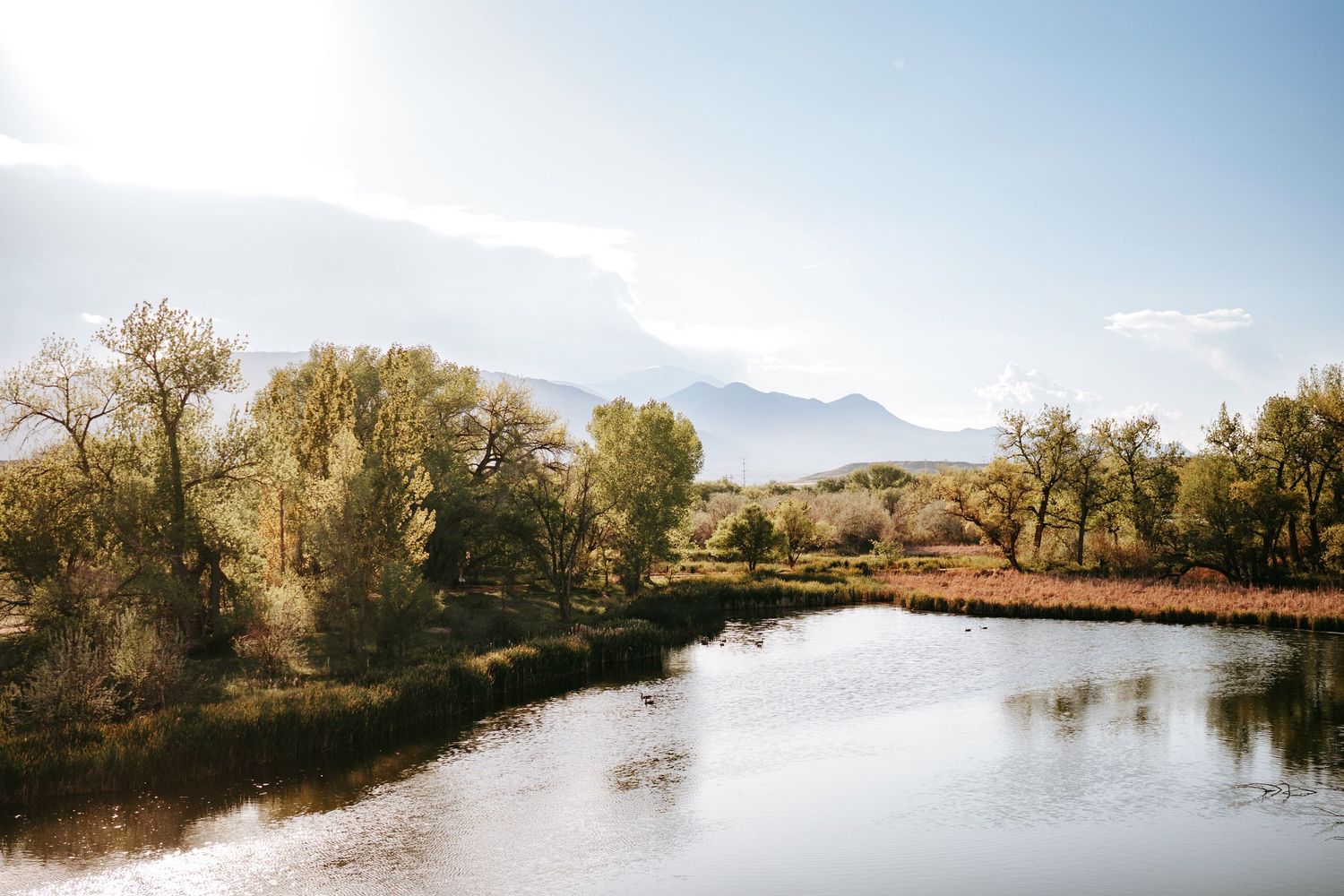 Colorado Springs outdoor family photo location with mountain and water views.