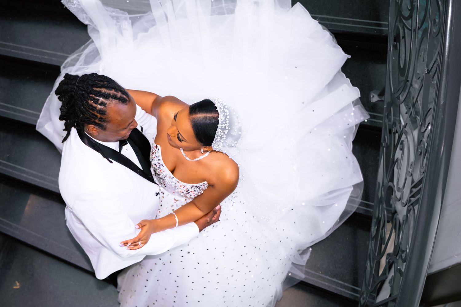 Montreal Luxury wedding photography - bride and groom drone photo